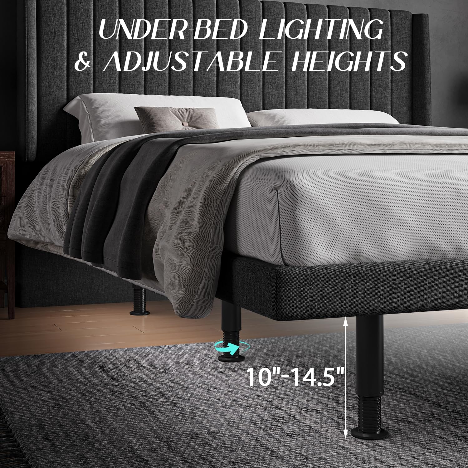 Adjustable Bed Frame Queen Size - Electric Power Base with Wireless Remote, Zero Gravity, Under-Bed Lighting & 2 USB Ports | Height Adjustable Legs | Perfect for Back Pain Relief, Reading & Relaxing in Bedroom