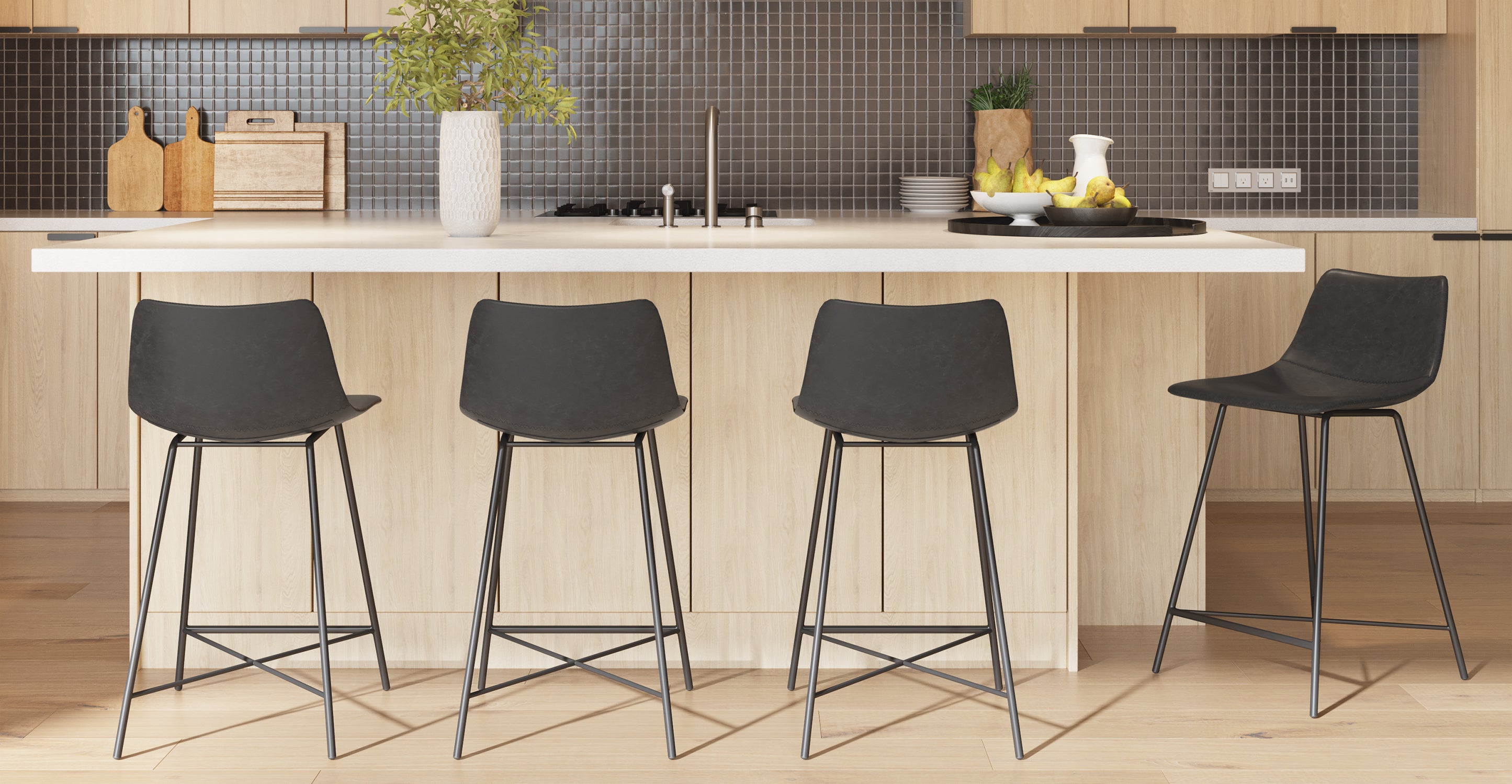 Paxton 24 Inch Counter Height Bar Stool - Adjustable Swivel Kitchen Island Stool for Dining, Breakfast Nook & Home Bar Use