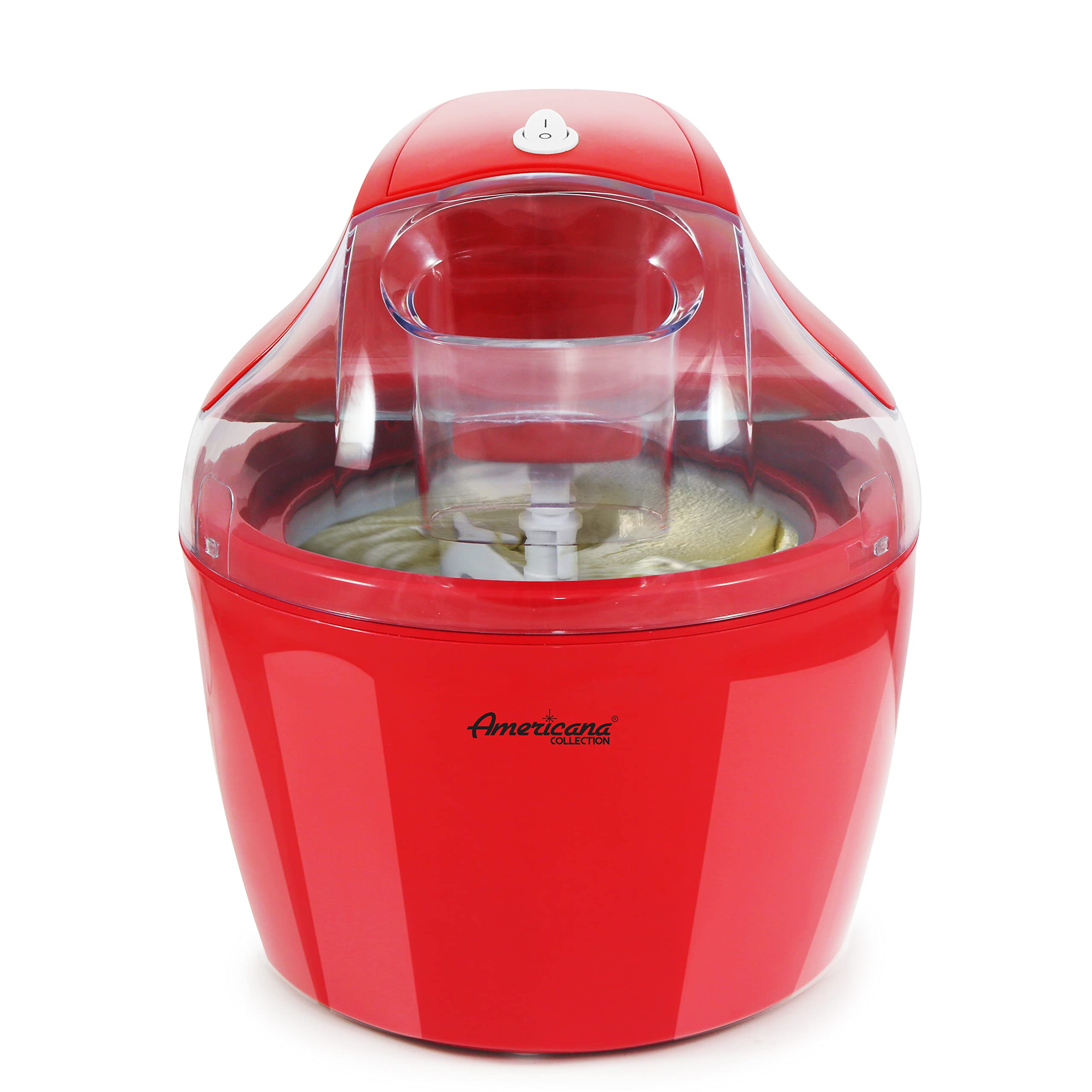 Americana EIM-1400R 1.5 Quart Electric Ice Cream Maker - Automatic Homemade Ice Cream Machine with Freezer Bowl, No Salt Needed - Make Creamy Ice Cream, Gelato, Frozen Yogurt & Sorbet - Includes Recipe Book & Ingredient Chute - Perfect for Parties, Family Gatherings & Summer Treats