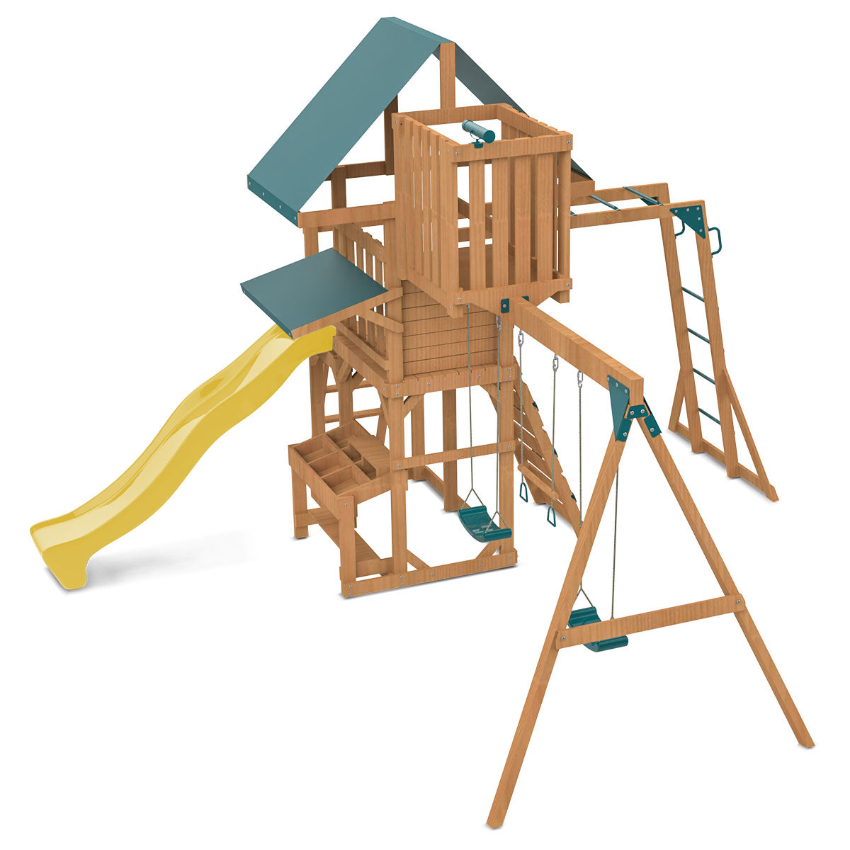Walton Play Centre & Swing Set with Yellow Slide - Outdoor Kids Playground Equipment for Backyard Fun & Family Activities