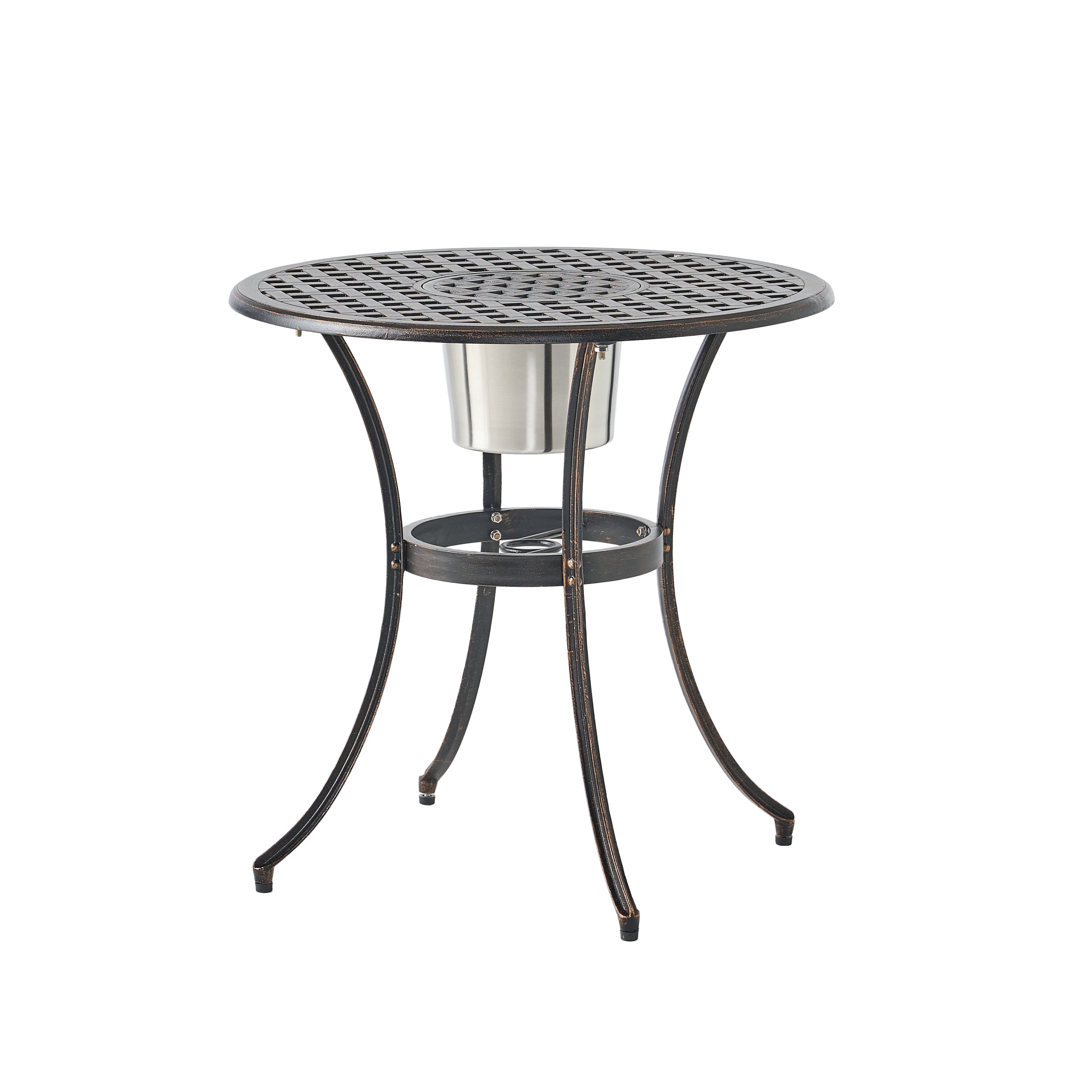 Camden 3-Piece Cast Aluminum Bistro Set with Ice Bucket - Outdoor Patio Dining & Entertaining