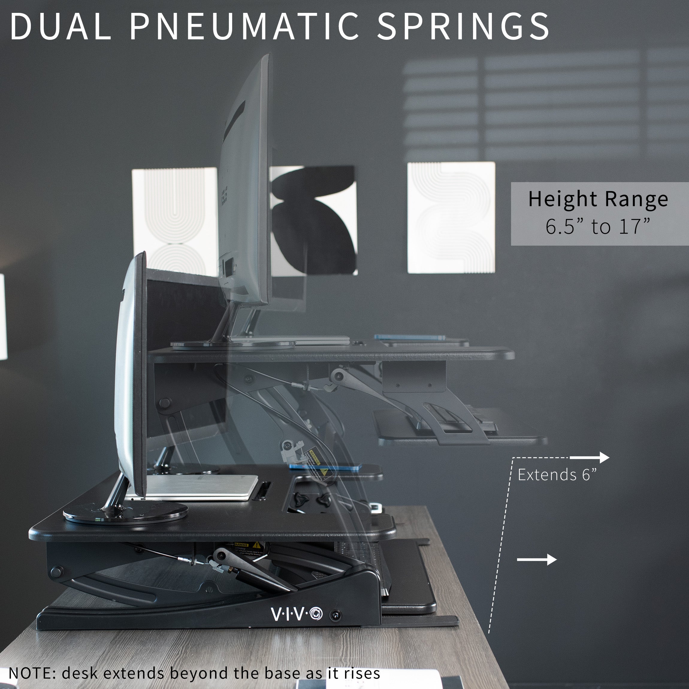 V Series Standing Desk Converter - Adjustable Height Riser for Home & Office - Perfect for Ergonomic Workstations, Laptop & Monitor Setup