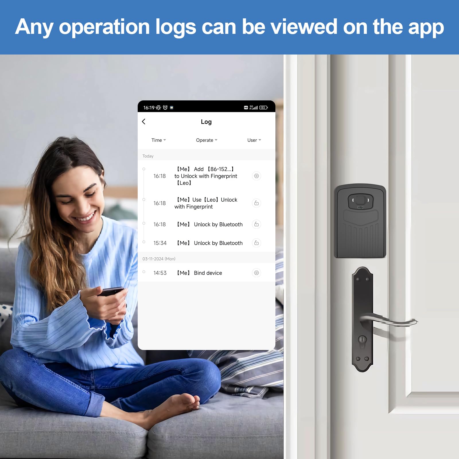 Smart Fingerprint Key Lock Box for Outdoor Use - WiFi & Bluetooth Enabled Key Safe with Remote Access via iOS/Android App | Secure Key Storage for Vacation Homes, Rental Properties & Airbnb Hosts