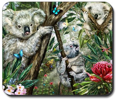 Koala Bear Art Plate Mouse Pad - Cute Animal Design for Office & Gaming Desks - Perfect for Work, Home, and Gift Giving