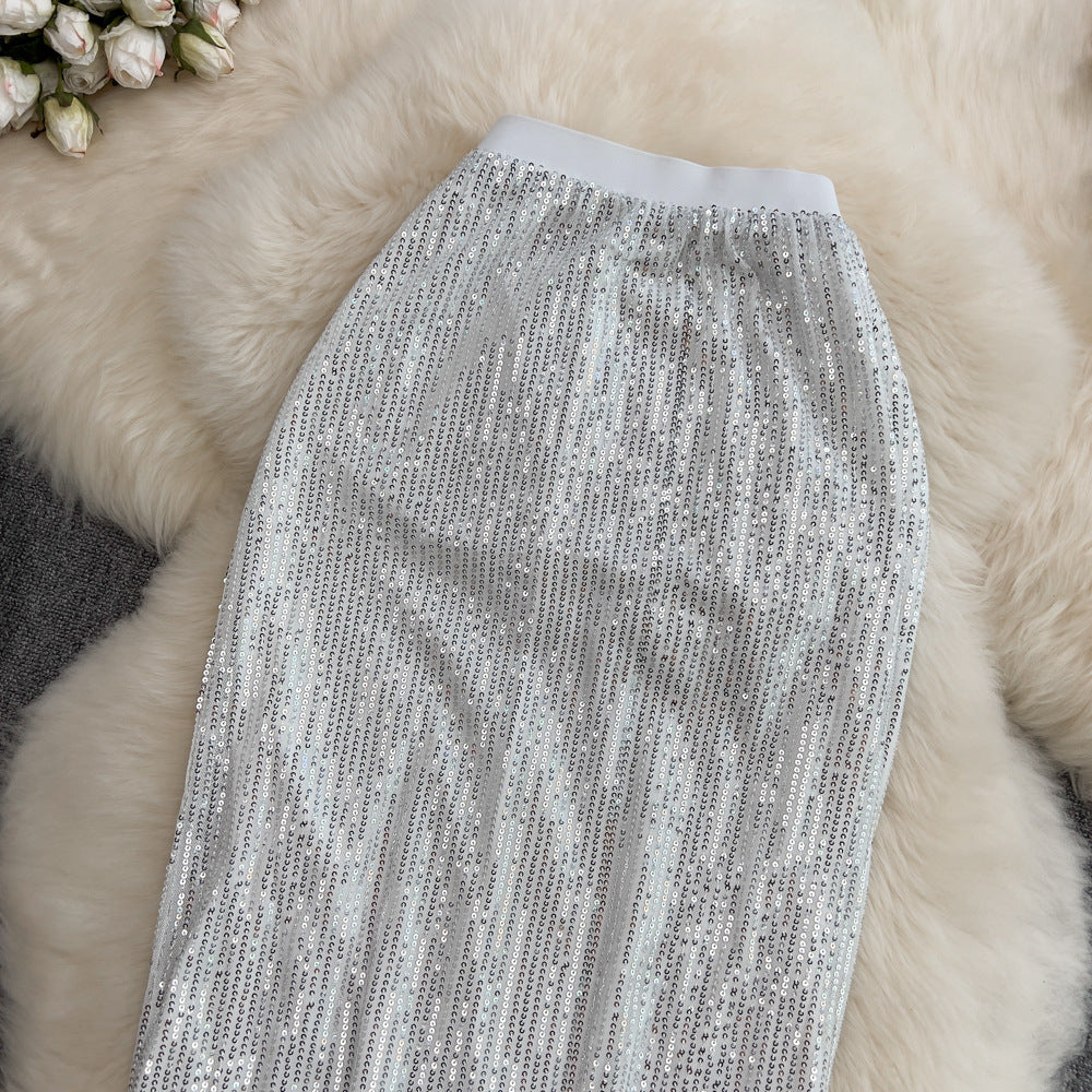 Sparkly Sequin Skirt for Women - High Waist Retro Straight Midi Skirt | Summer Party Outfit, Clubwear & Festive Occasion Fashion
