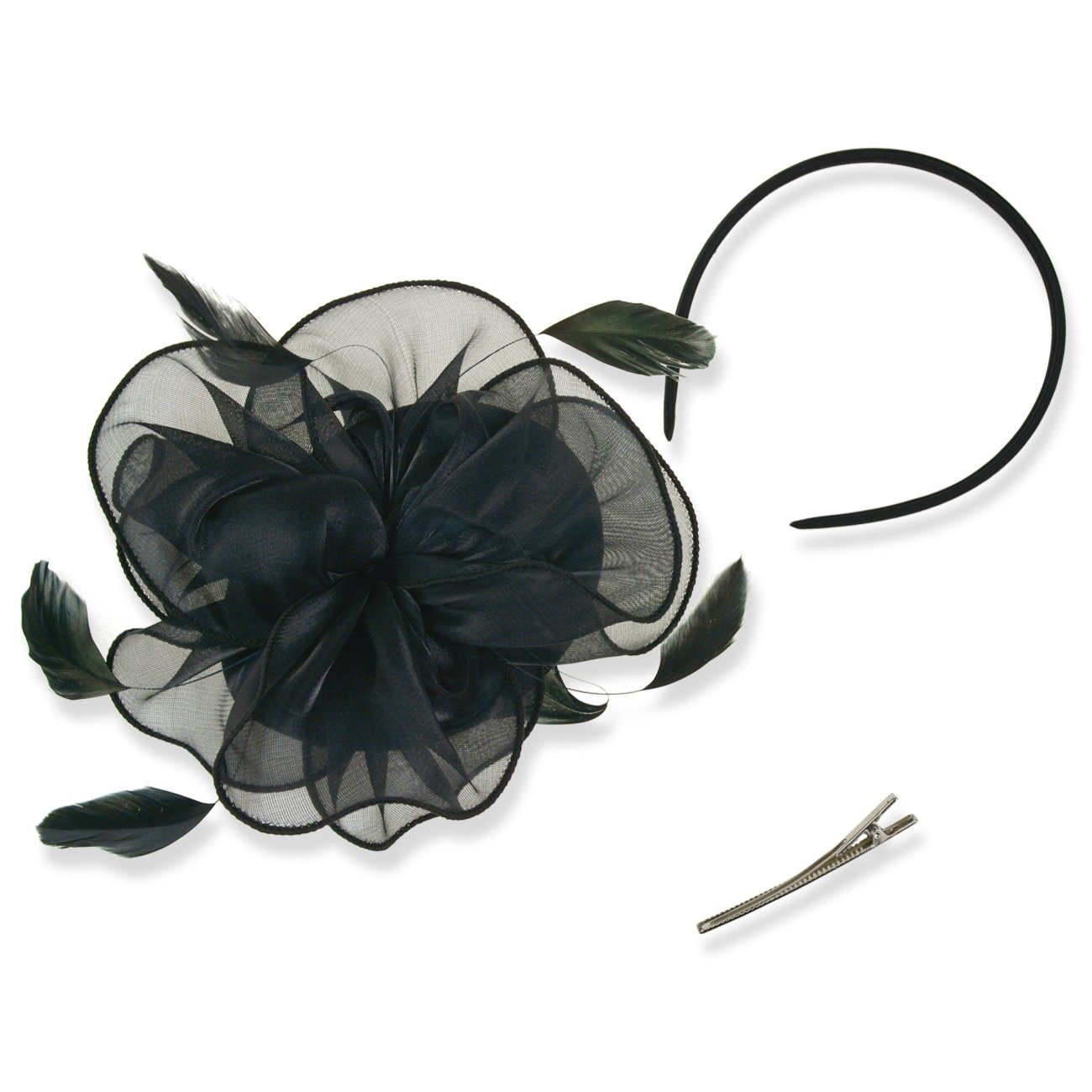 Elegant Women's Kentucky Derby Fascinator Hats with Flower, Headband & Clip - Tea Party Headwear for Women & Girls - Perfect for Weddings, Races & Special Events
