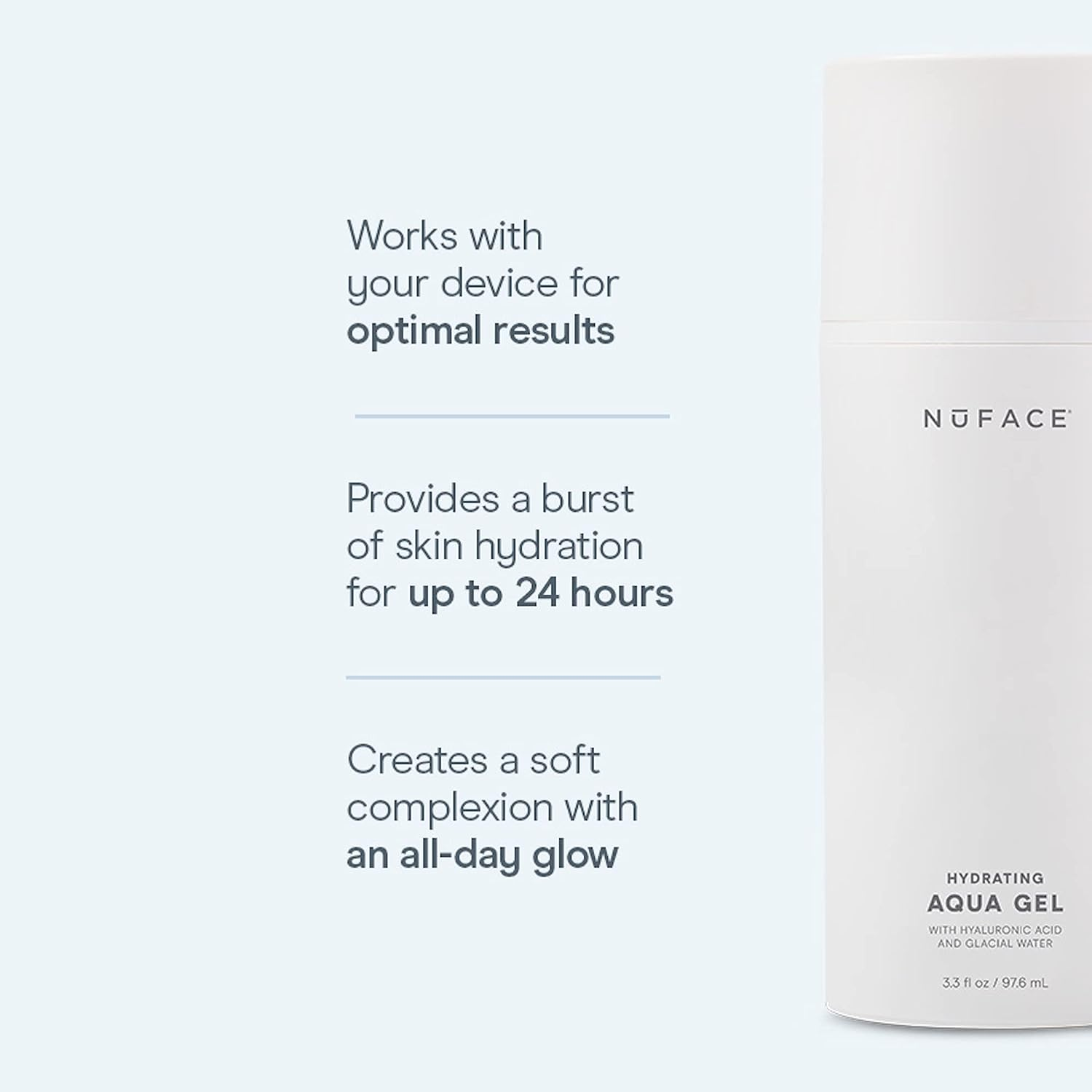 NuFACE Hydrating Aqua Gel 10 oz - Ultra Moisturizing Facial Treatment for Glowing Skin | Perfect for Daily Skincare Routine & Microcurrent Device Use