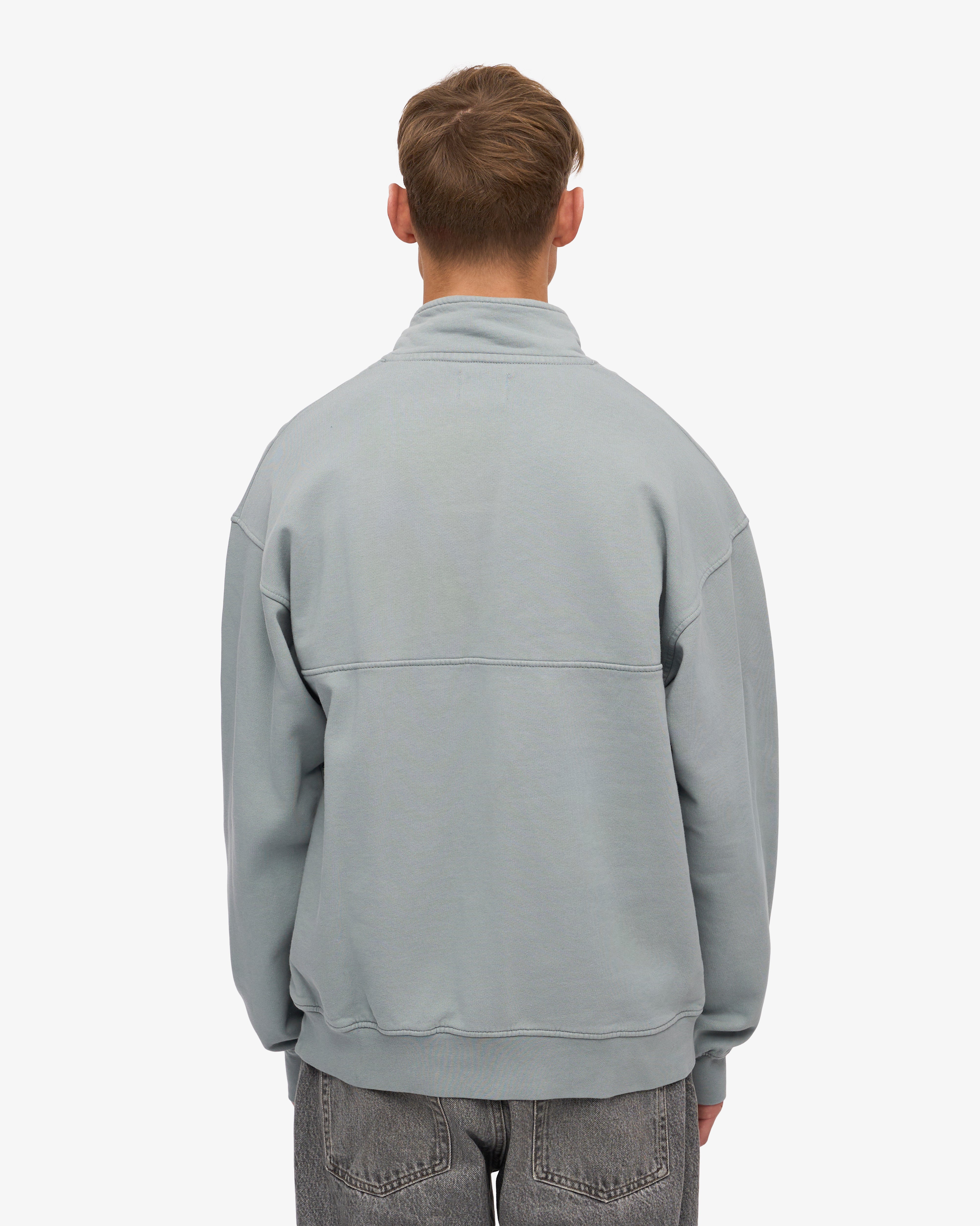Organic Quarter Zip Sweatshirt for Men - Soft Steel Blue Pullover - Perfect for Casual Wear, Outdoor Activities & Layering in Cool Weather