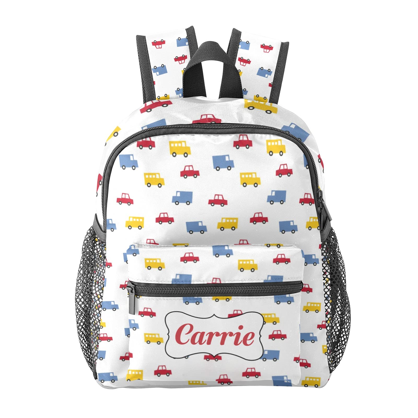 Personalized Kids Backpack with Name - Durable Car Bus Truck Design for Preschool, Nursery & Travel - Perfect Gift for Boys & Girls - Ideal for School, Daycare & Family Trips