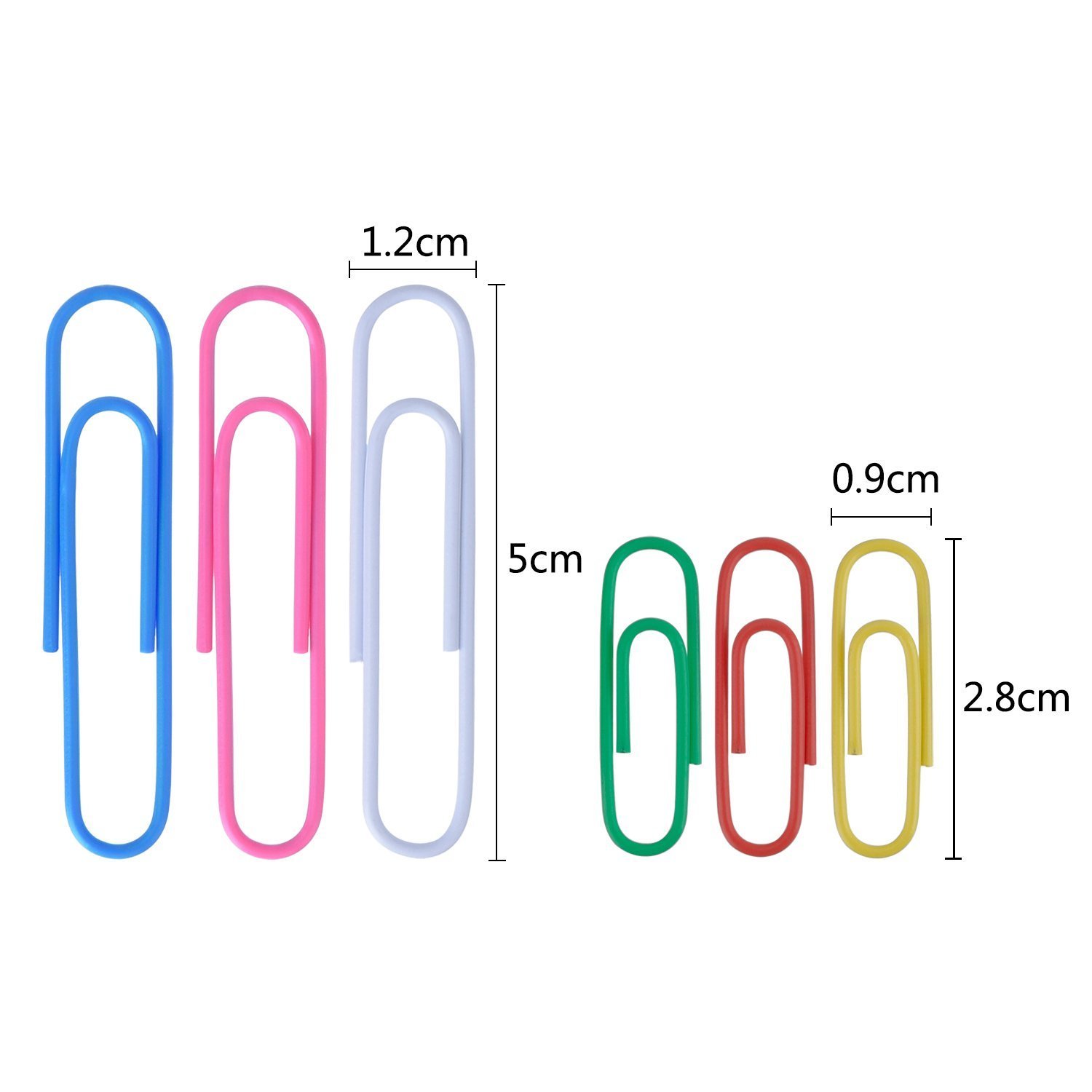 WOIWO 450pcs Colorful Paper Clips - 28mm & 50mm for Office & School Use