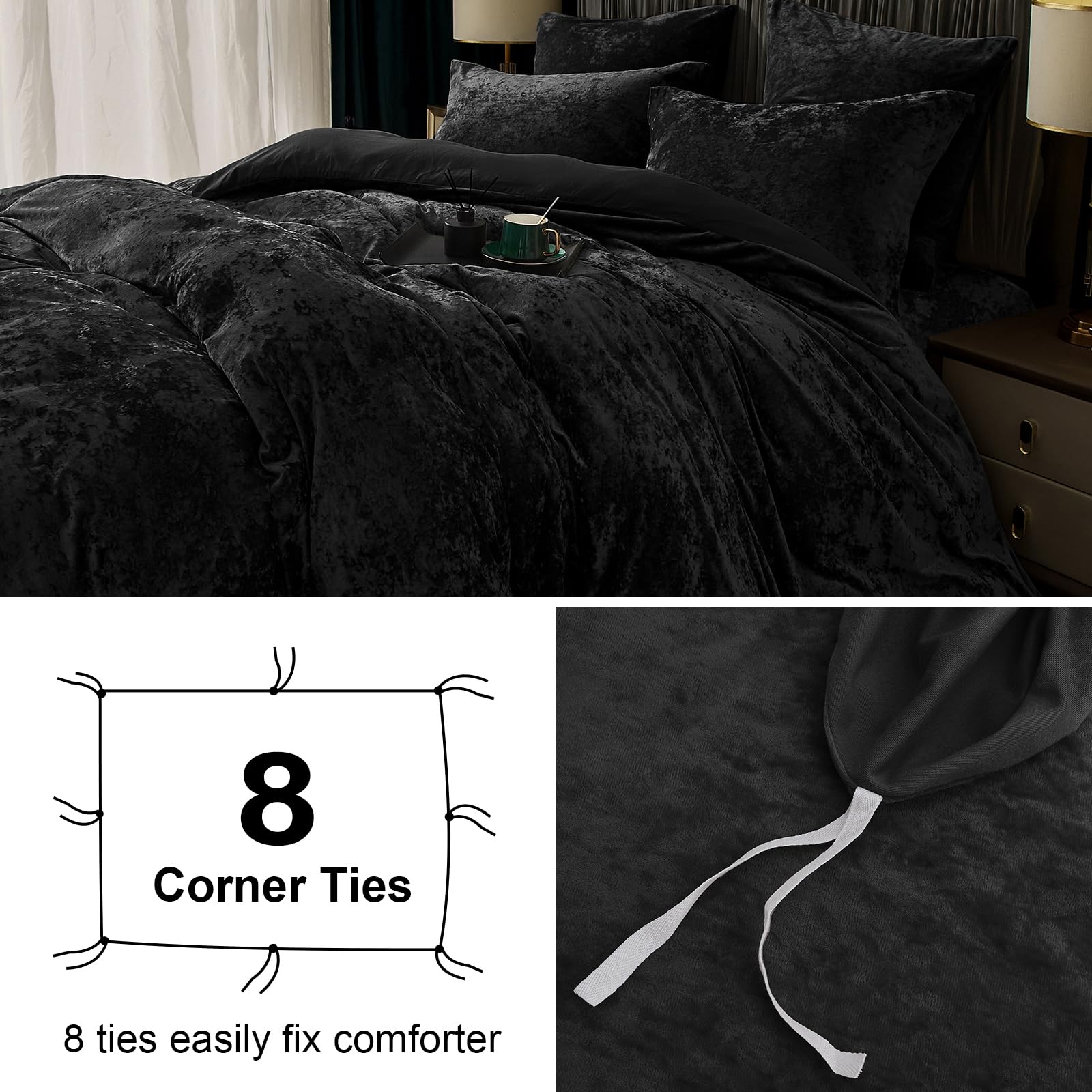 PHF Truly Velvet Duvet Cover Set Twin Size - 2pc Ultra Soft Breathable Comforter Cover with Pillow Shams, Luxury Flannel Bedding Collection (68