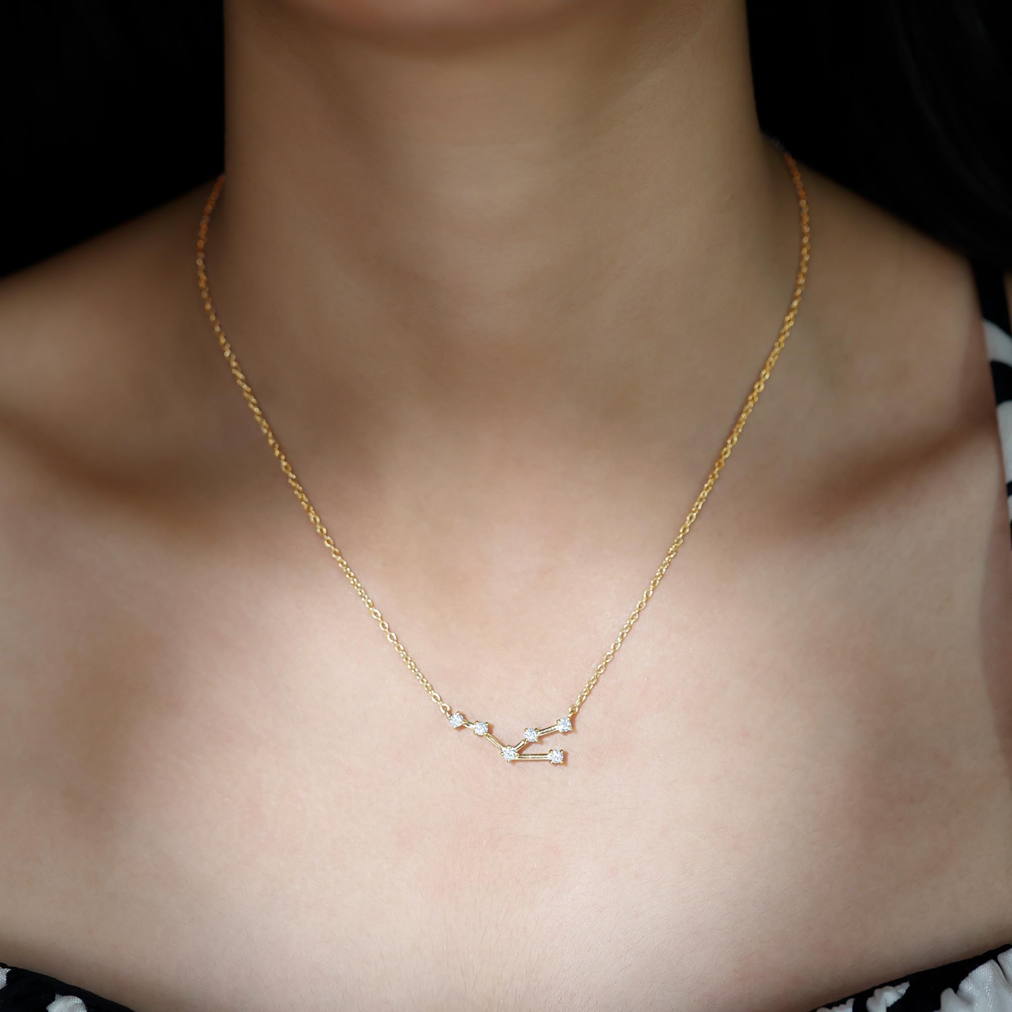 Taurus Constellation Moissanite Pendant Necklace - 925 Sterling Silver Zodiac Jewelry for Women | Perfect Birthday, Graduation Gift for Her | Elegant Everyday Wear & Special Occasion Jewelry