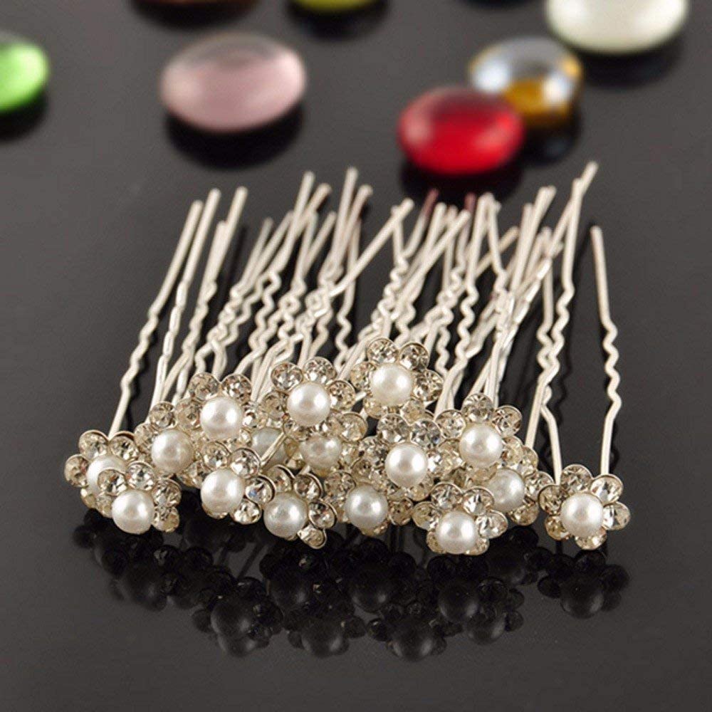 Elegant Pearl Hair Clips for Women & Girls - 12pcs Bridal Hair Accessories Set with U Pins for Wedding, Party & Special Occasions - Perfect for Bridal Hairstyles, Prom & Formal Events