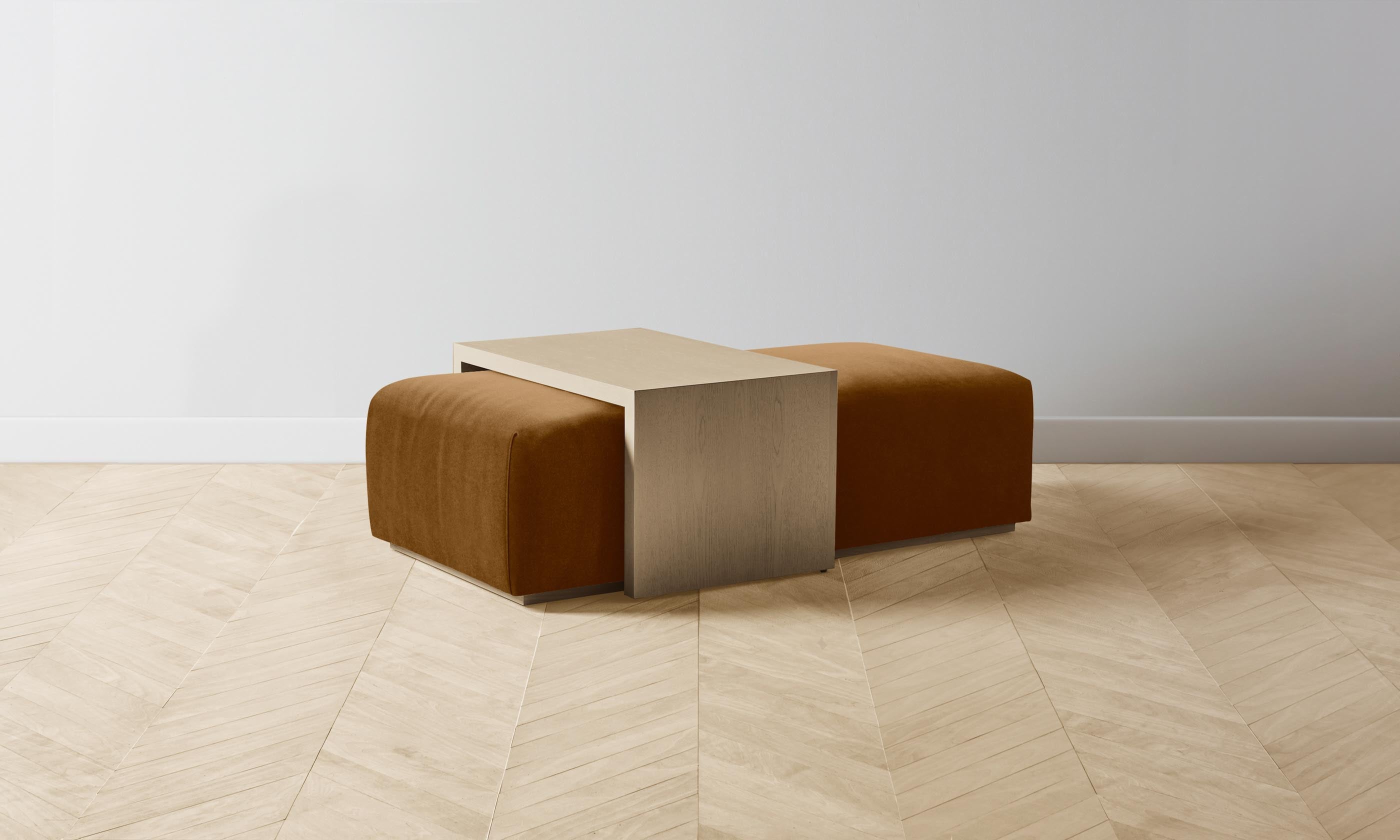 The Bowery Ottoman in Mohair Brown Sugar - Luxurious Velvet Upholstered Footstool for Living Room, Bedroom & Lounge - Perfect for Relaxing & Adding Elegance to Your Home Decor