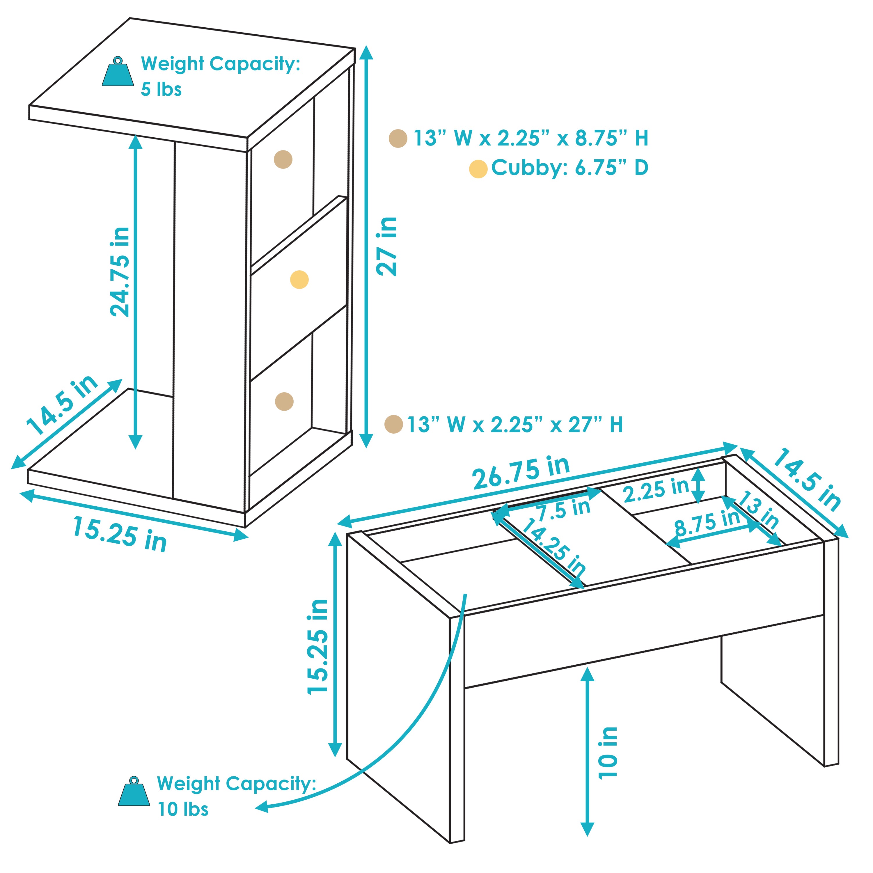 Sunnydaze Multi-Purpose C-Shaped Side Table - Versatile End Table for Living Room, Bedroom, or Outdoor Use