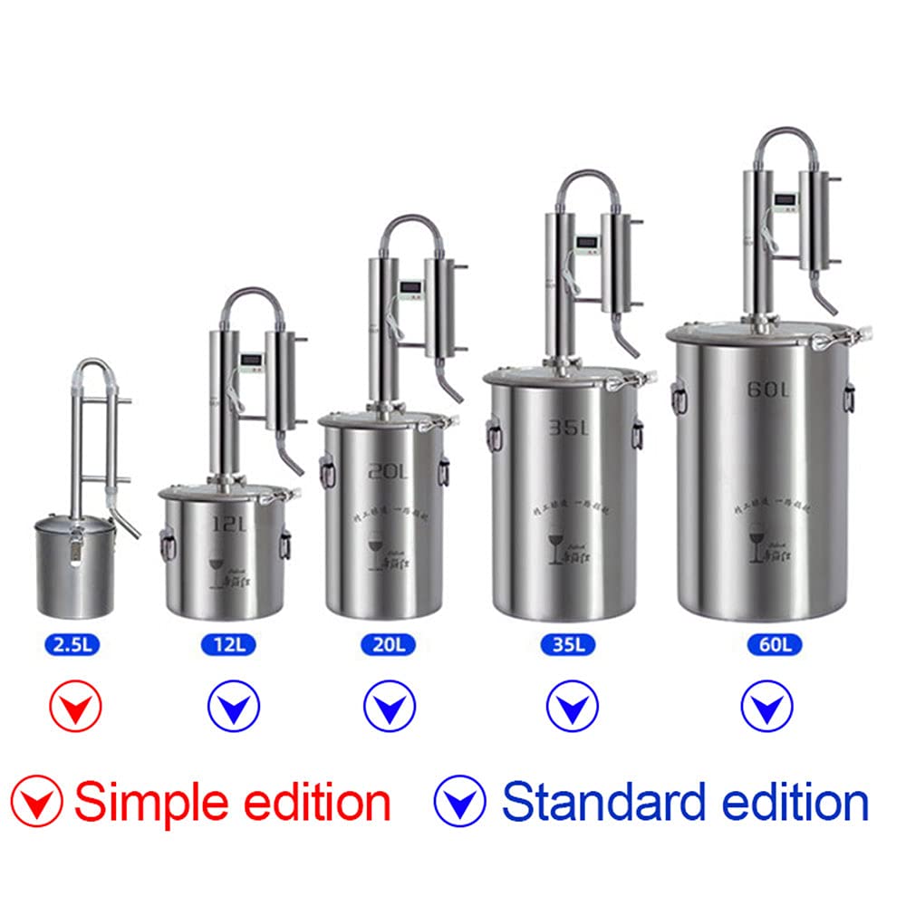 Stainless Steel 60L Alcohol Distiller Kit - Home Brew Still for Whiskey, Vodka & Moonshine | Ethanol Maker & Wine Fermentation Tank | Perfect for DIY Brewing & Craft Distilling