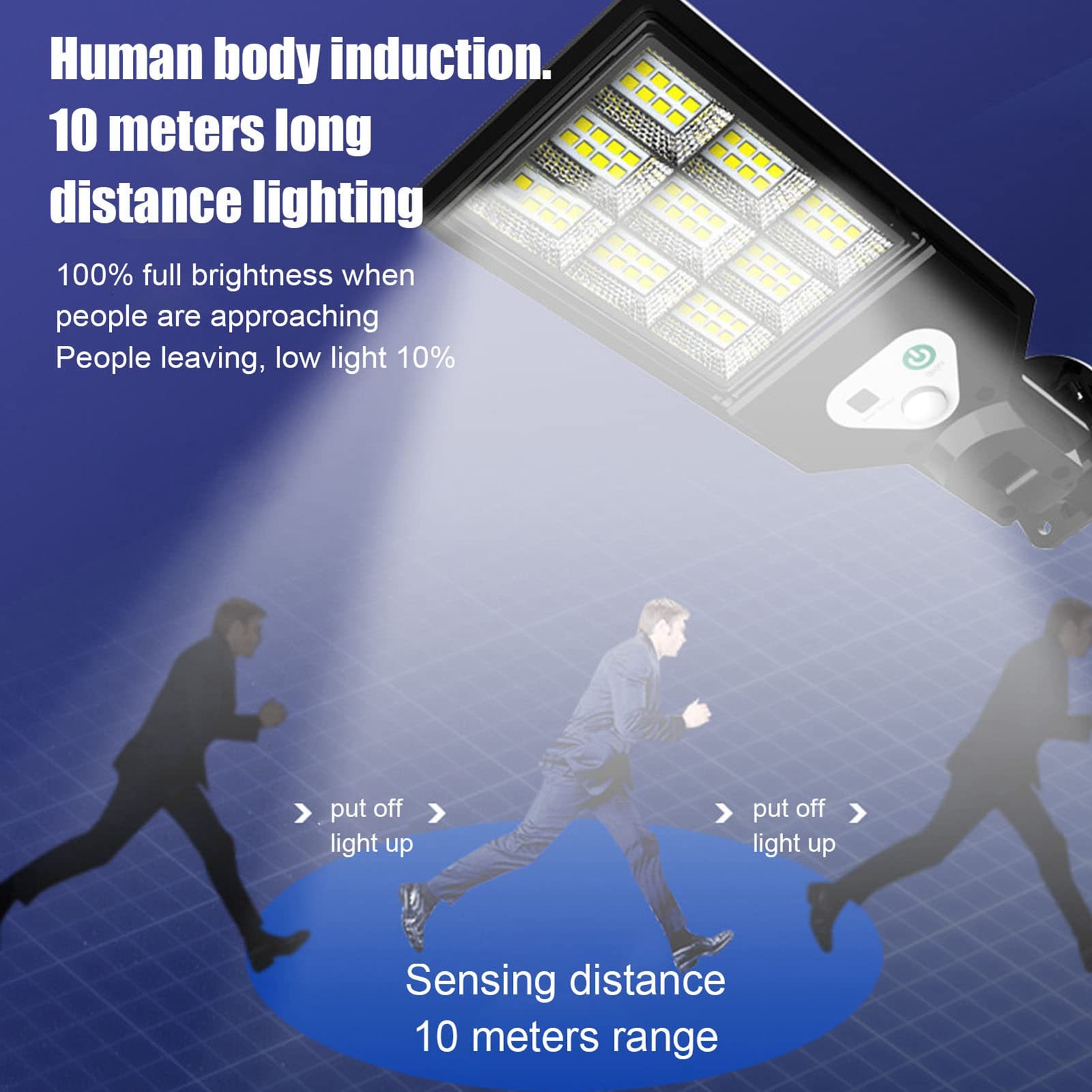 Haofy 72 LED Solar Motion Sensor Street Light - 3000LM Dusk to Dawn Outdoor Security Lighting for Garden, Yard, Parking Lot, Playground | Waterproof & Energy Efficient Solar Powered Lights for Pathways, Driveways, and Backyard Safety