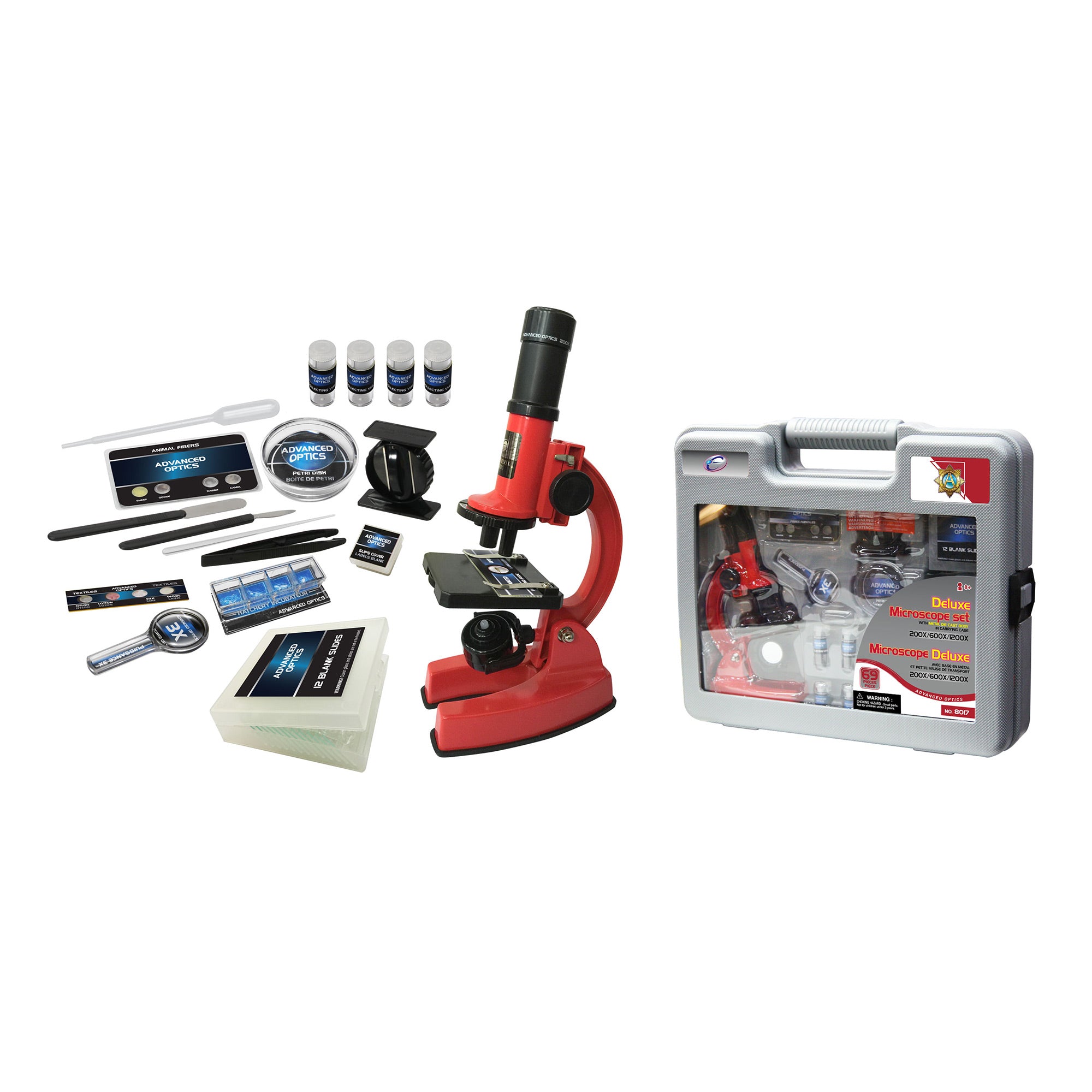 69 Piece Deluxe Microscope Set for Kids & Adults - Professional Science Lab Kit with Slides, Tools & LED Light - Perfect for Home School, Classroom & STEM Learning