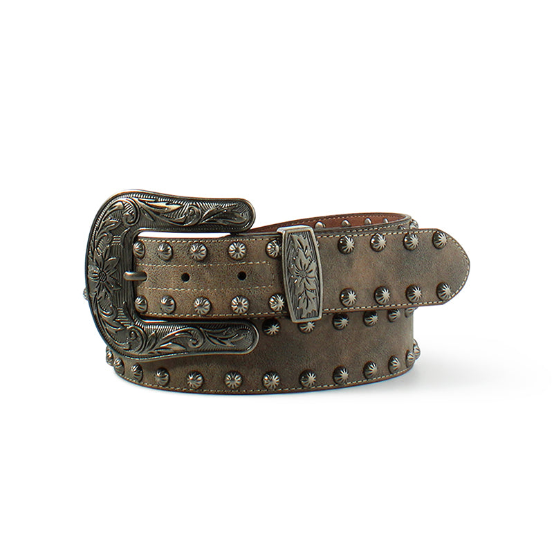 Ariat Women's Fashion Western Belt with Marble Nail Heads - Brown Leather Strap for Cowgirl Boots & Jeans | Perfect for Rodeo, Country Music Festivals & Western Outfits