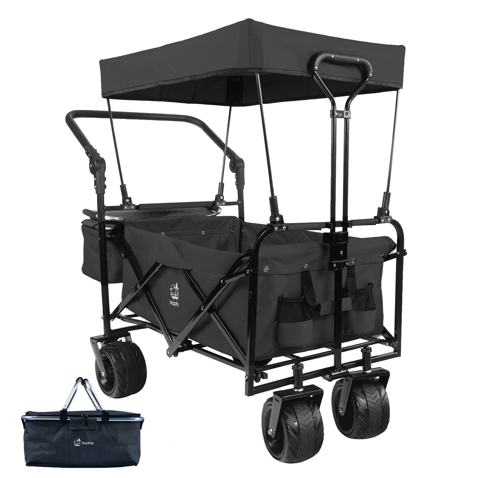 Heavy Duty Collapsible Folding Wagon Cart with Removable Canopy - 4