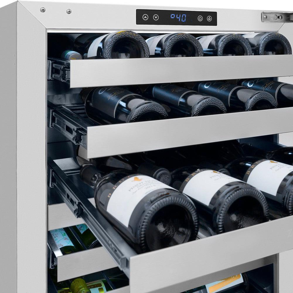 ZLINE Autograph Edition 24 Inch Touchstone Dual Zone 44 Bottle Wine Cooler with Stainless Steel Glass Door & Matte Black Handle - Perfect for Home Bars, Wine Cellars, and Entertaining Spaces (RWDOZ GS 24 MB)