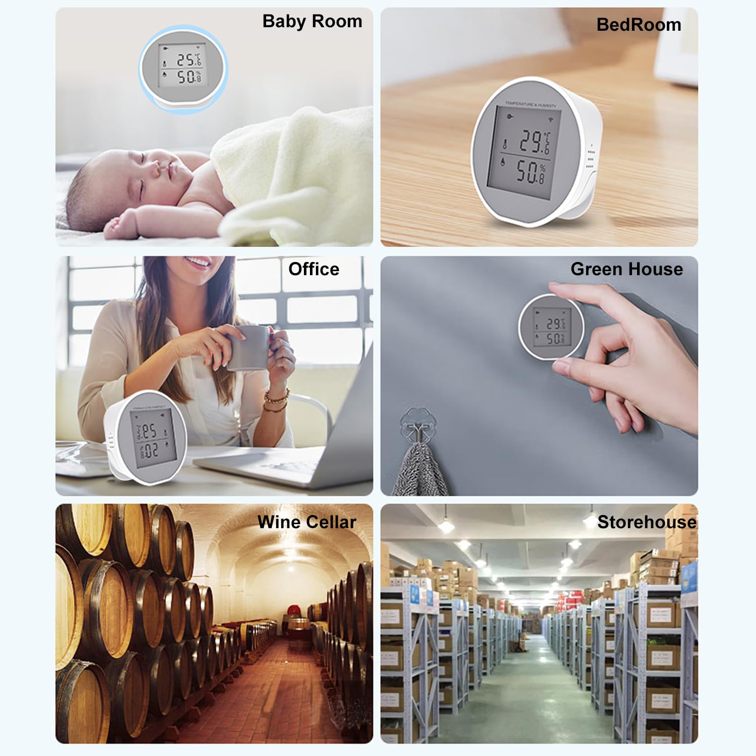 Smart WiFi Thermometer Hygrometer - Indoor Temperature & Humidity Monitor with E-Ink Display, Tuya App Alerts, Remote Sensor for Home, Greenhouse, Wine Cellar, Garage | Perfect for Baby Rooms, Pet Habitats & Plant Care