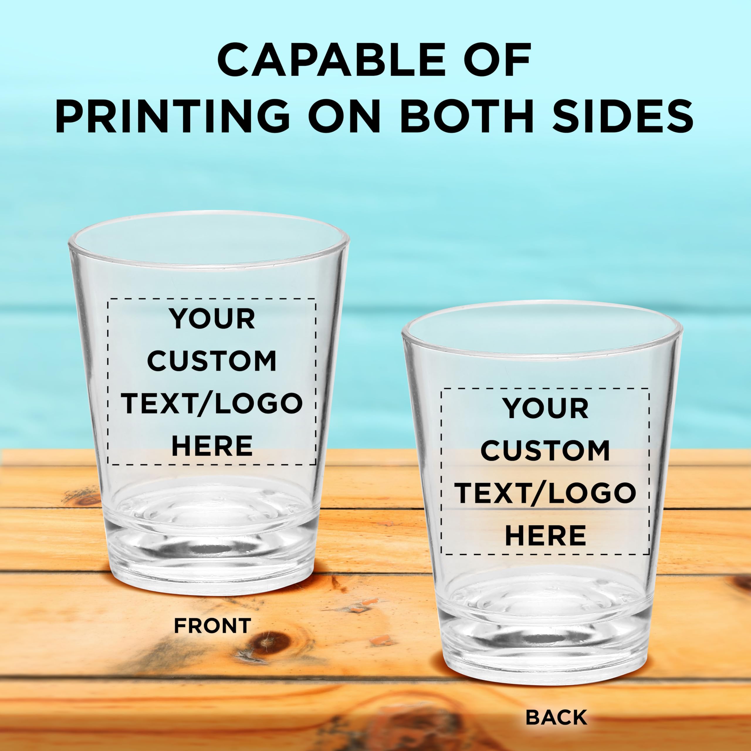 Custom Clear Acrylic Shot Glasses 1.5 oz (Set of 100) - Personalized Bulk Party Cups for Weddings, Birthdays & Events - Perfect for Bar, Club, and Home Entertaining