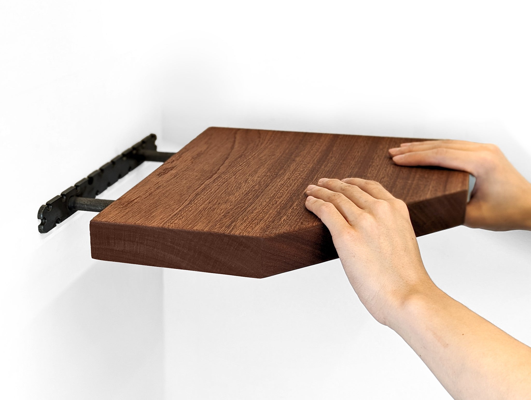 Premium Mahogany Floating Corner Shelf with Straight Edge - Perfect for Bathroom, Kitchen & Living Room Storage