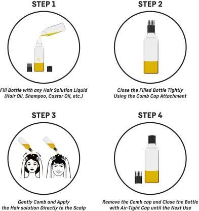 Hunky Dory 200ml Refillable Hair Root Applicator Bottle - Transparent Scalp Oil Applicator for Hair Growth, Shampoo & DIY Treatments - Perfect for Travel & Home Hair Care (Pack of 1)