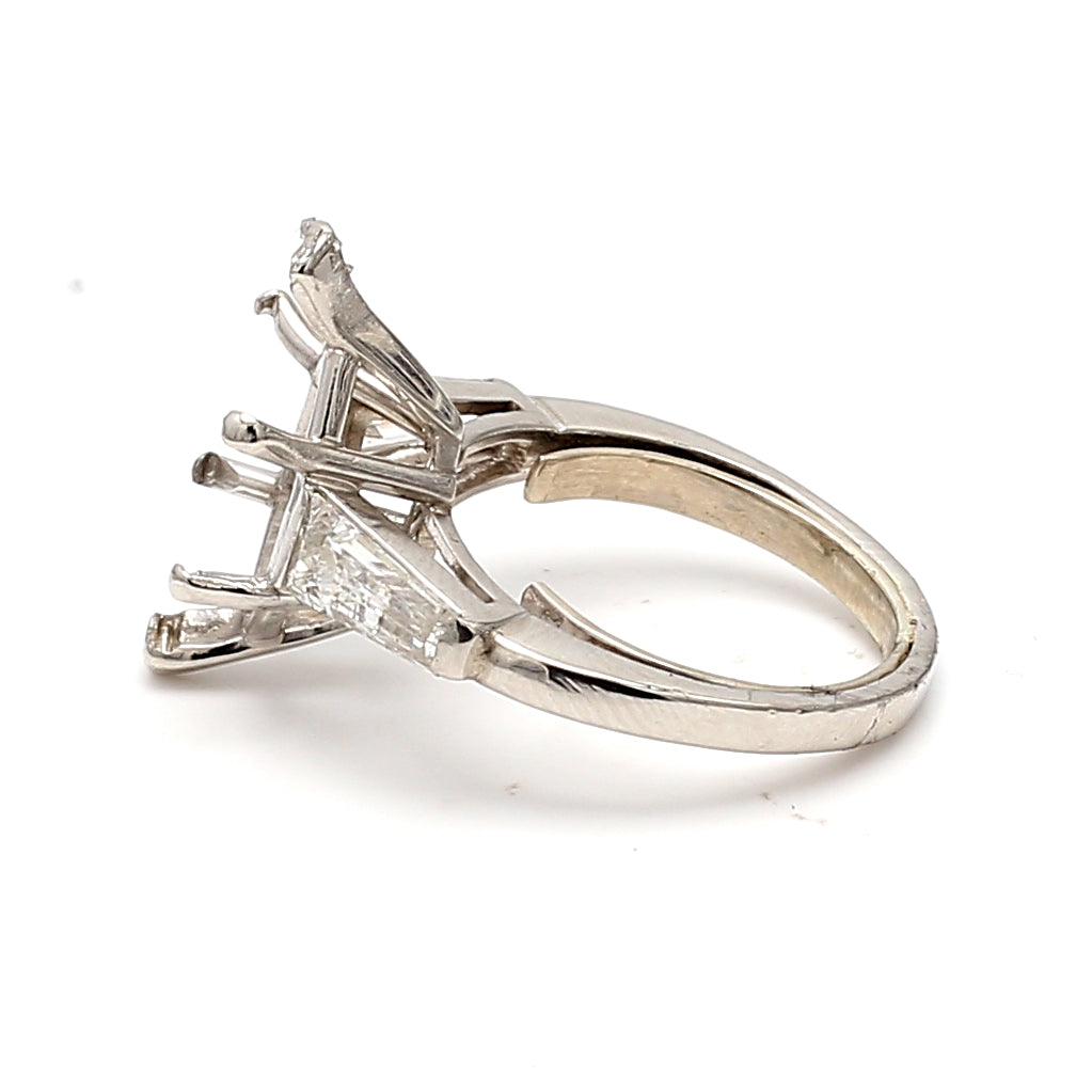 1.00 Carat Tapered Baguette H SI1 Diamond Platinum Semi Mount Ring for Engagement, Wedding & Anniversary - Elegant Bridal Jewelry Gift