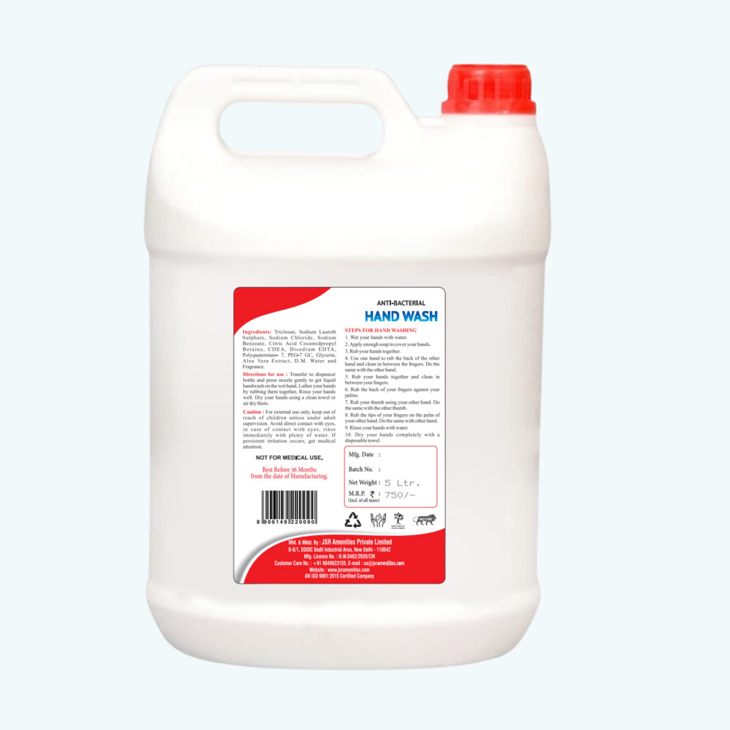 CleanQ Advanced Antibacterial Hand Wash - 5L Moisturizing Formula, Gentle on Skin, Kills Germs in 10 Seconds | 10X Better Germ Protection | Ideal for Homes, Hospitals & Public Spaces