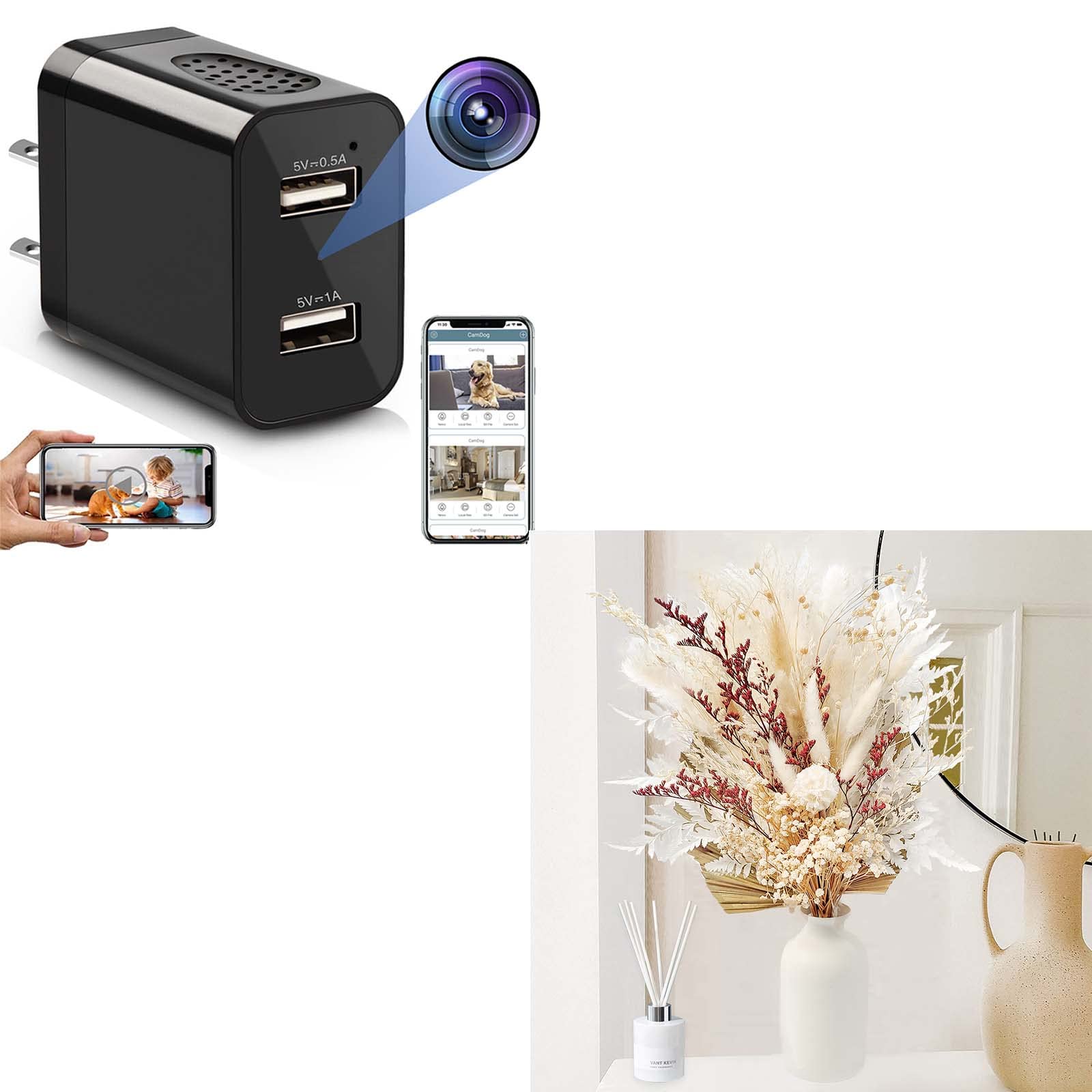 Wireless Hidden WiFi Spy Camera Charger with Remote View - 17