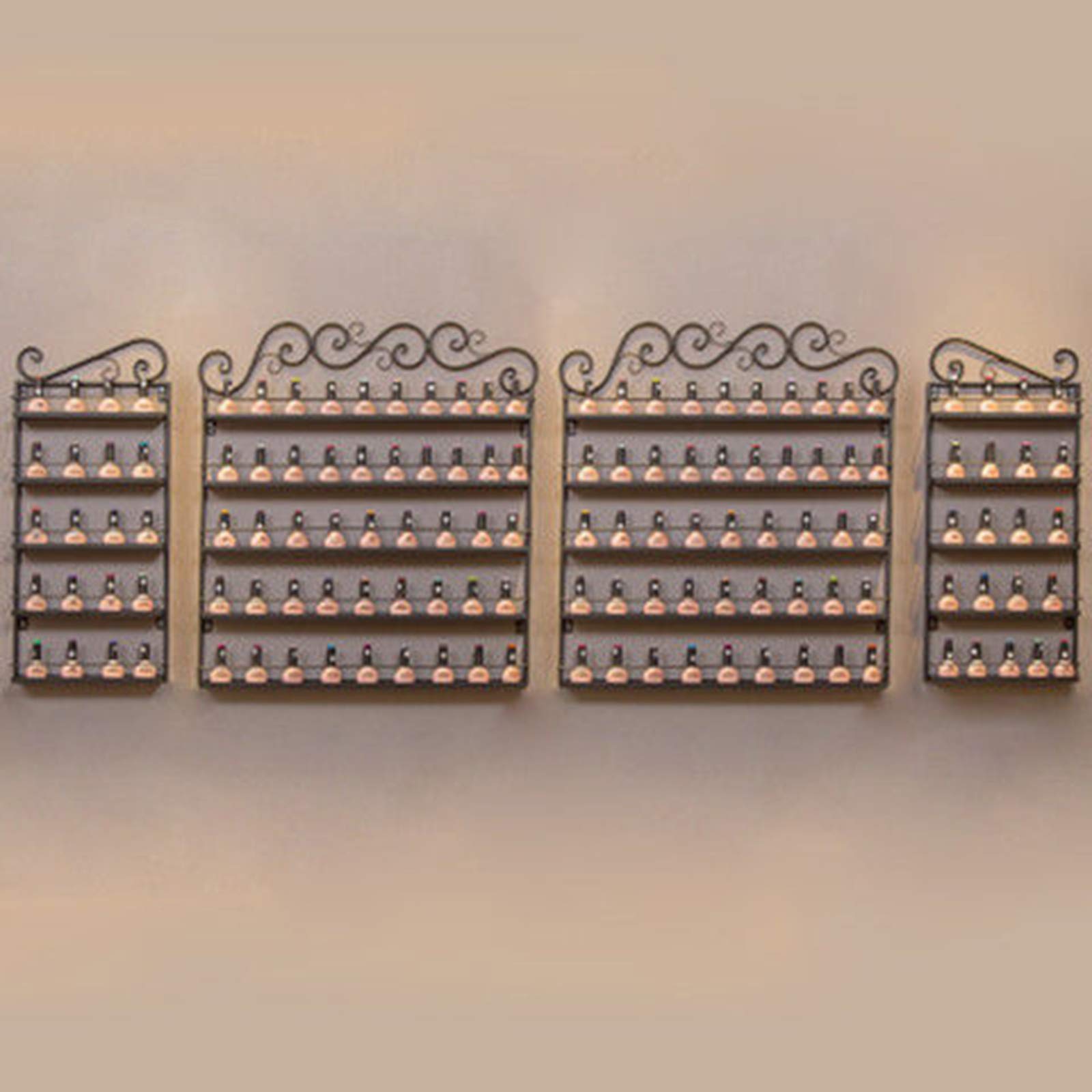 5-Tier Metal Wall Mounted Nail Polish & Essential Oil Organizer Shelf - Cosmetic Display Rack for Lip Gloss, Perfume Storage - Perfect for Home Vanity, Salon or Retail Shop Display (DIY Countertop Installation)