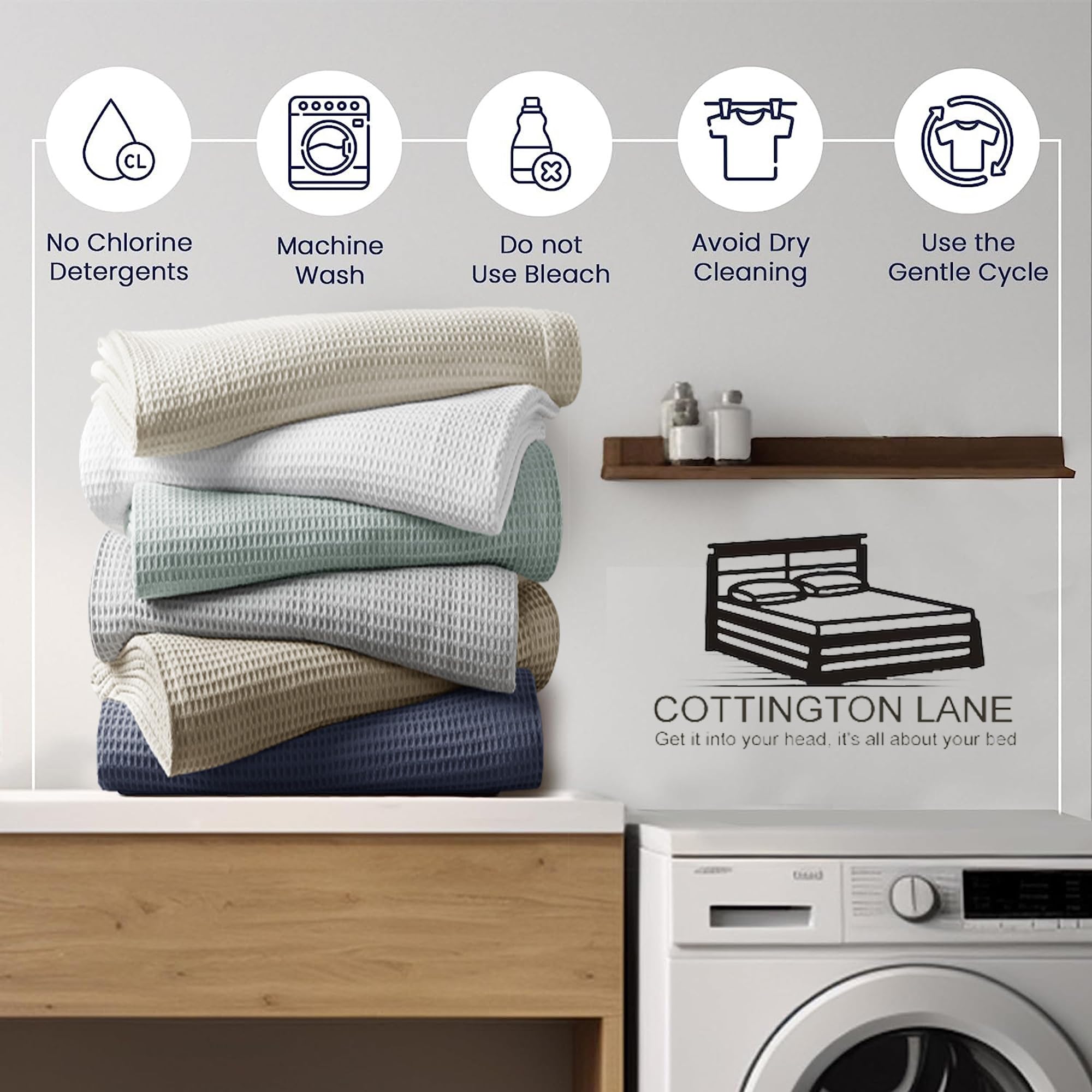 Premium 100% Cotton Waffle Weave Blanket - Super Soft & Breathable, 60x80 Inches, White - Perfect for Layering Beds, Sofas & Cozy Home Decor