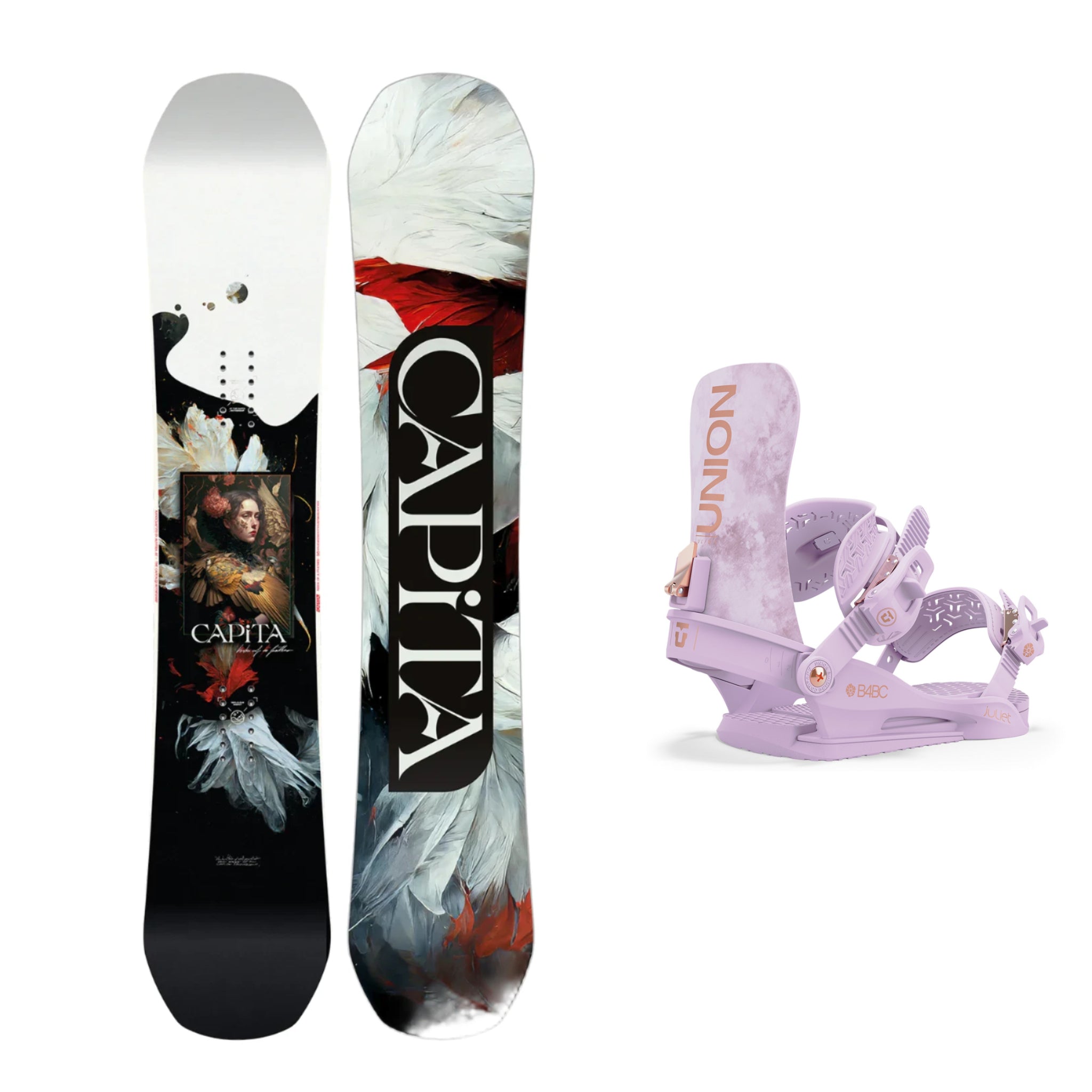CAPiTA Women's Birds of a Feather Snowboard with Union Juliet Bindings 2025 - Perfect for All-Mountain Riding & Freestyle Snowboarding