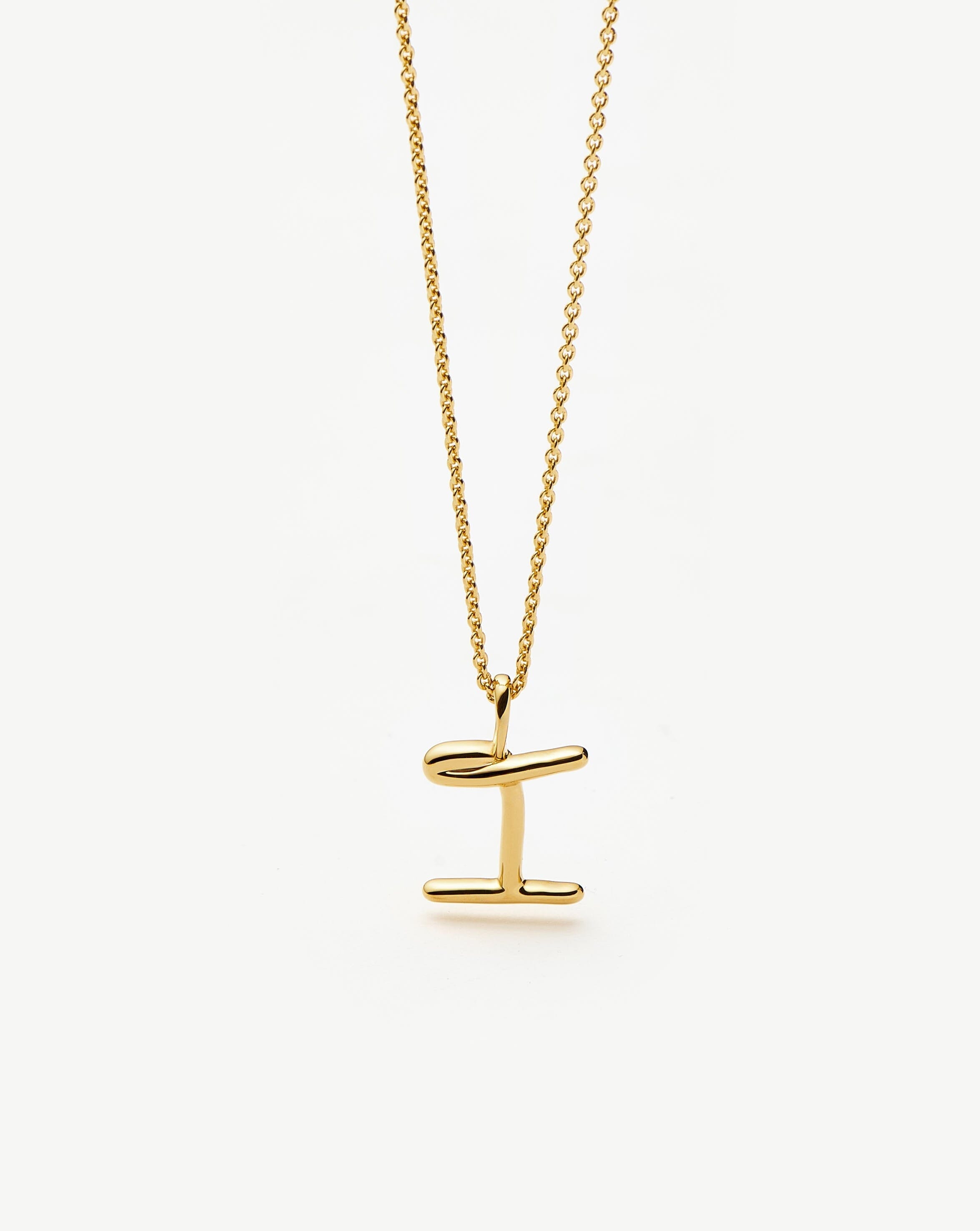 18K Gold Vermeil Curly Molten Mini Initial Necklace for Women | Personalized Name Letter Pendant | Perfect Gift for Birthday, Anniversary & Valentine's Day