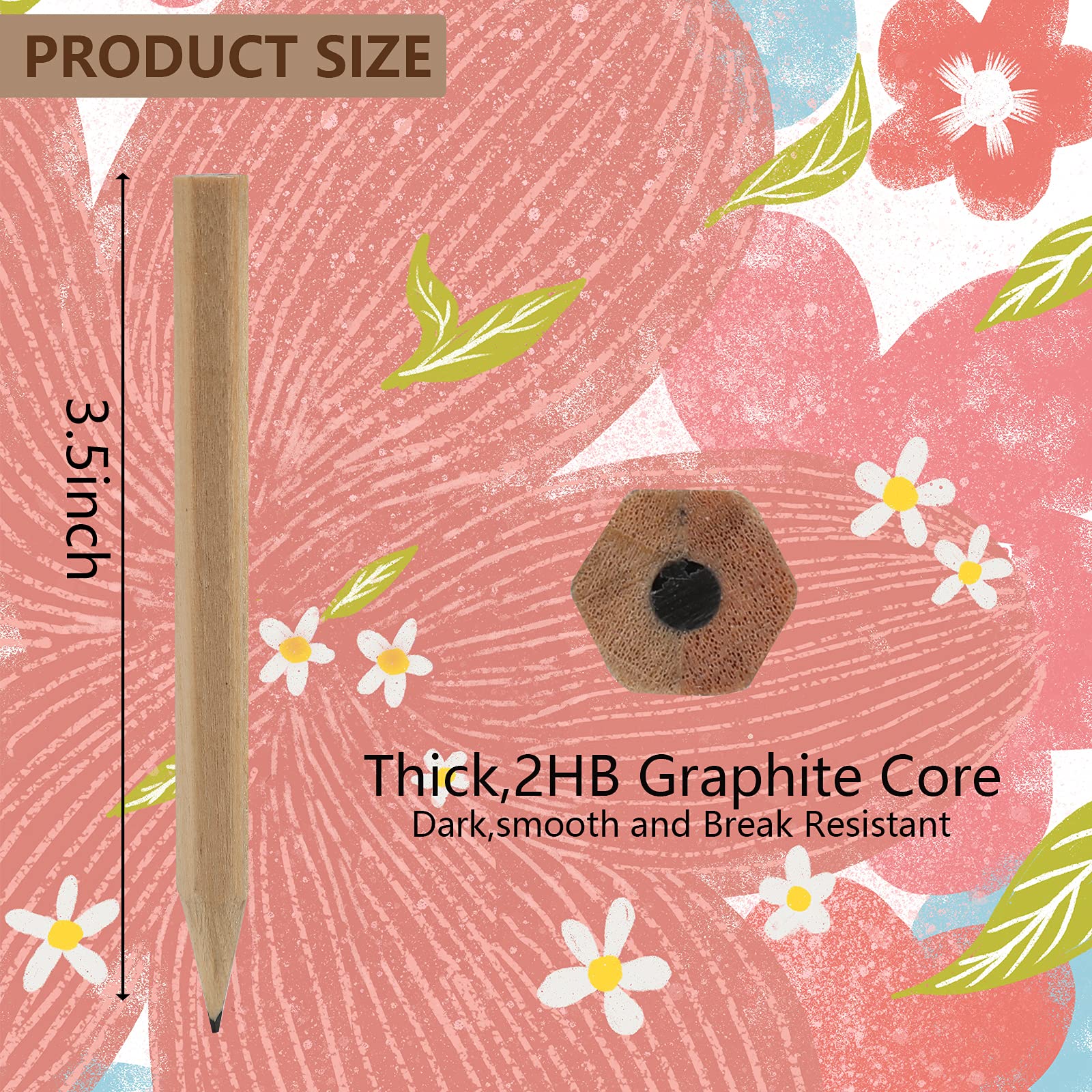 LUTER 24-Pack Short Hexagon Wood Pencils - Mini Hexagonal Pencils for Preschool, Kindergarten & Toddlers | Bulk School & Home Supplies for Writing, Drawing & Crafts