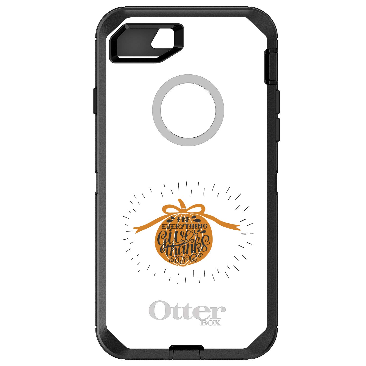 DistinctInk iPhone 7 Plus / 8 Plus Case (5.5 Inch) - Durable Protective Cover Replacement for OtterBox Defender - Black Custom Design with Orange & White 