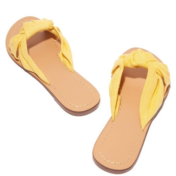 Stylish Yellow Bow Tie Sandals for Women - Comfortable Summer Beach Wedding Party Shoes | Perfect for Outdoor Events & Casual Wear