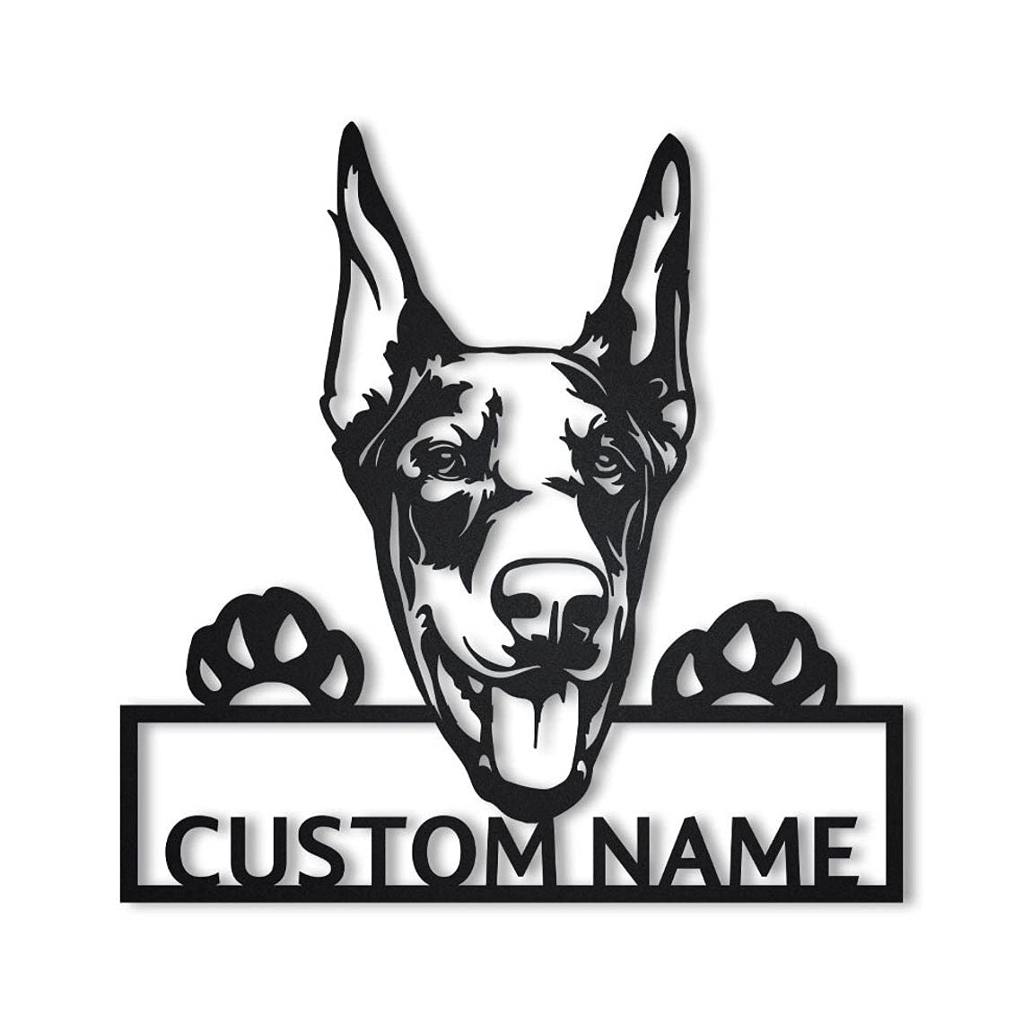 Custom Personalized Doberman Dog Metal Sign Art - Unique Doberman Pet Gift for Dog Lovers - Funny Animal Wall Decor for Home, Office & Kennel