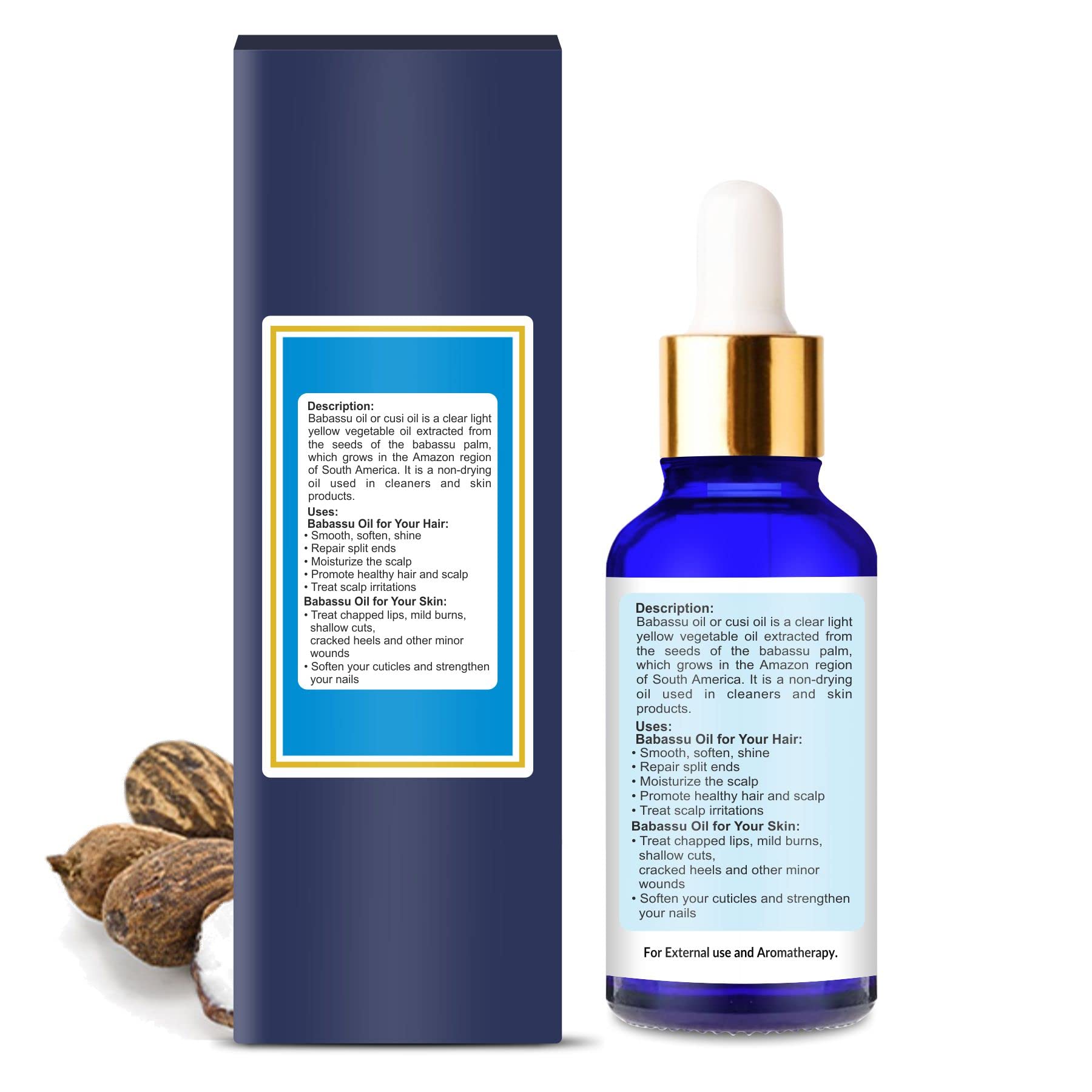 100% Pure & Natural Babassu (Attalea Speciosa) Oil - Undiluted Essential Oil for Skin & Hair Care - 30ml - Perfect for Massage, Aromatherapy & DIY Beauty Products