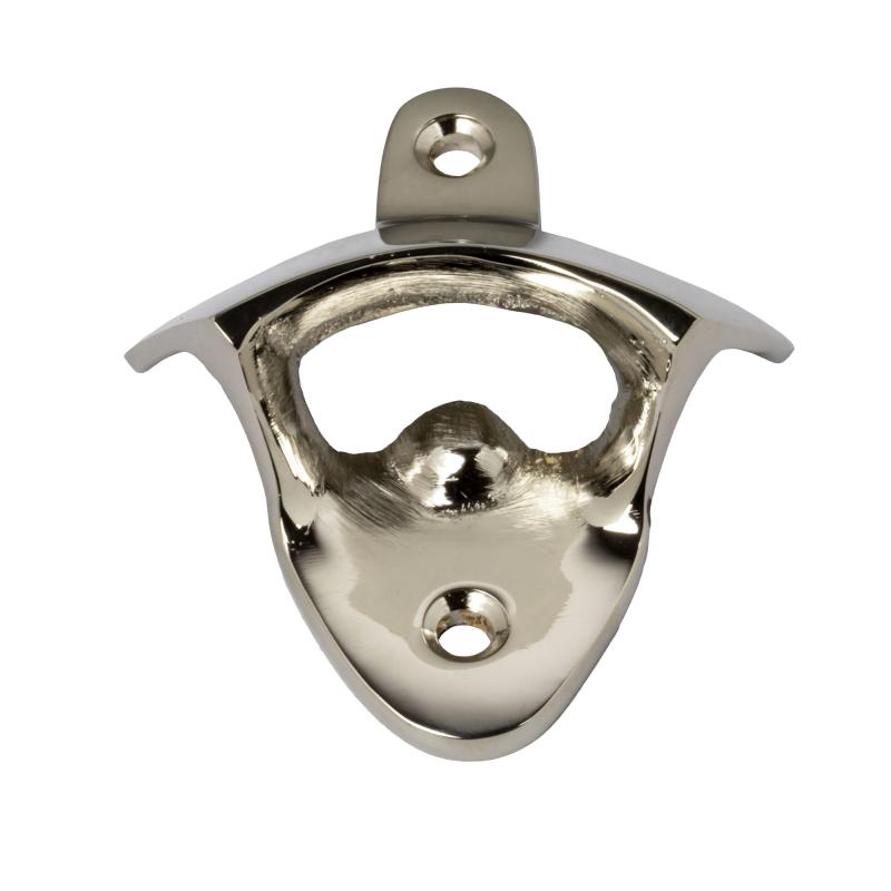 Nickel Bottle Opener - Wall Mounted Beer Opener for Home Bar, Kitchen, or Outdoor Party Use