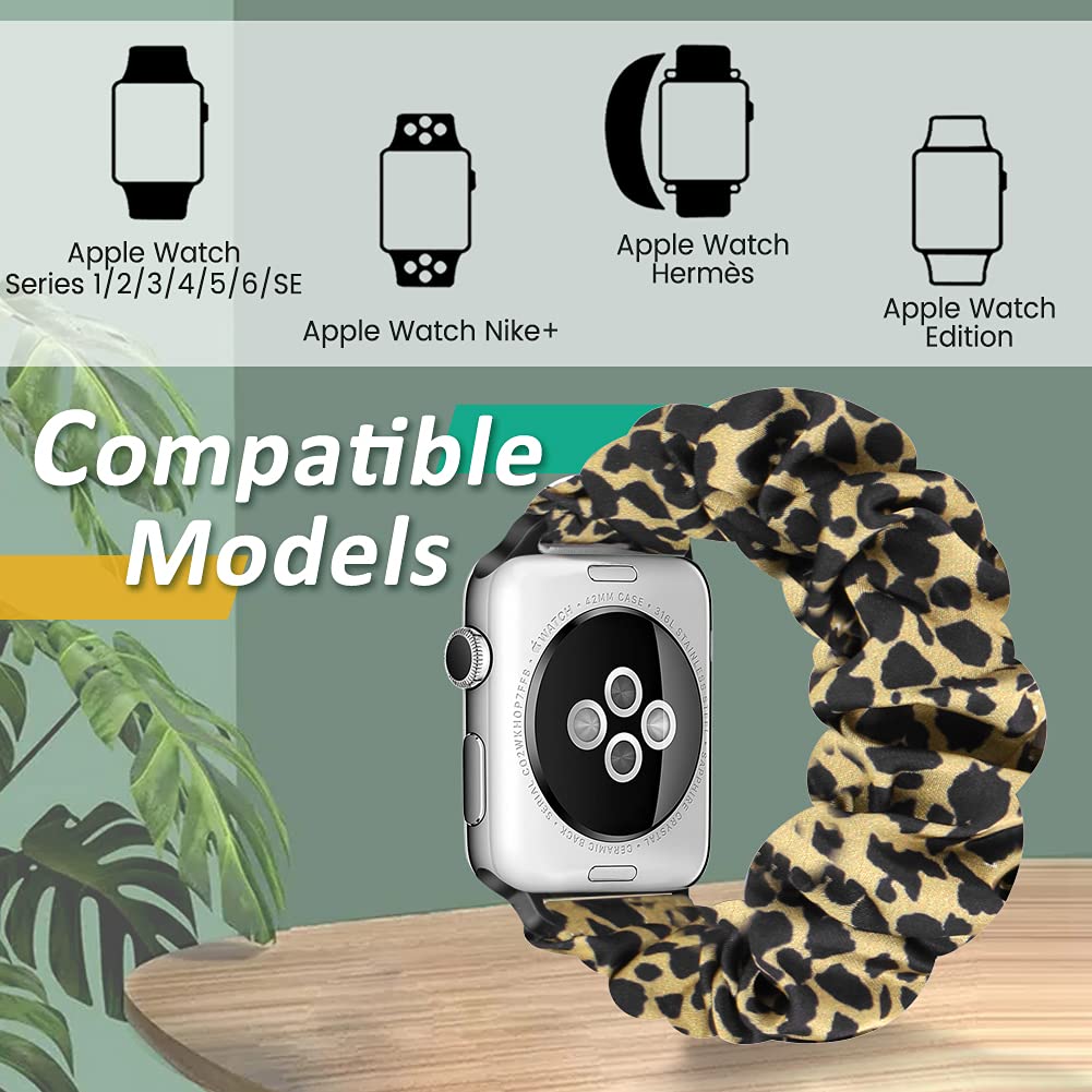 Tiptops 3 Pack Apple Watch Bands 38mm-49mm - Soft Fabric Scrunchies Wristbands for Women, Compatible with iWatch Ultra 2, Series 10/9/8/7/6/5/4/3/2/1/SE - Stylish Printed Straps for Workout, Office & Casual Wear