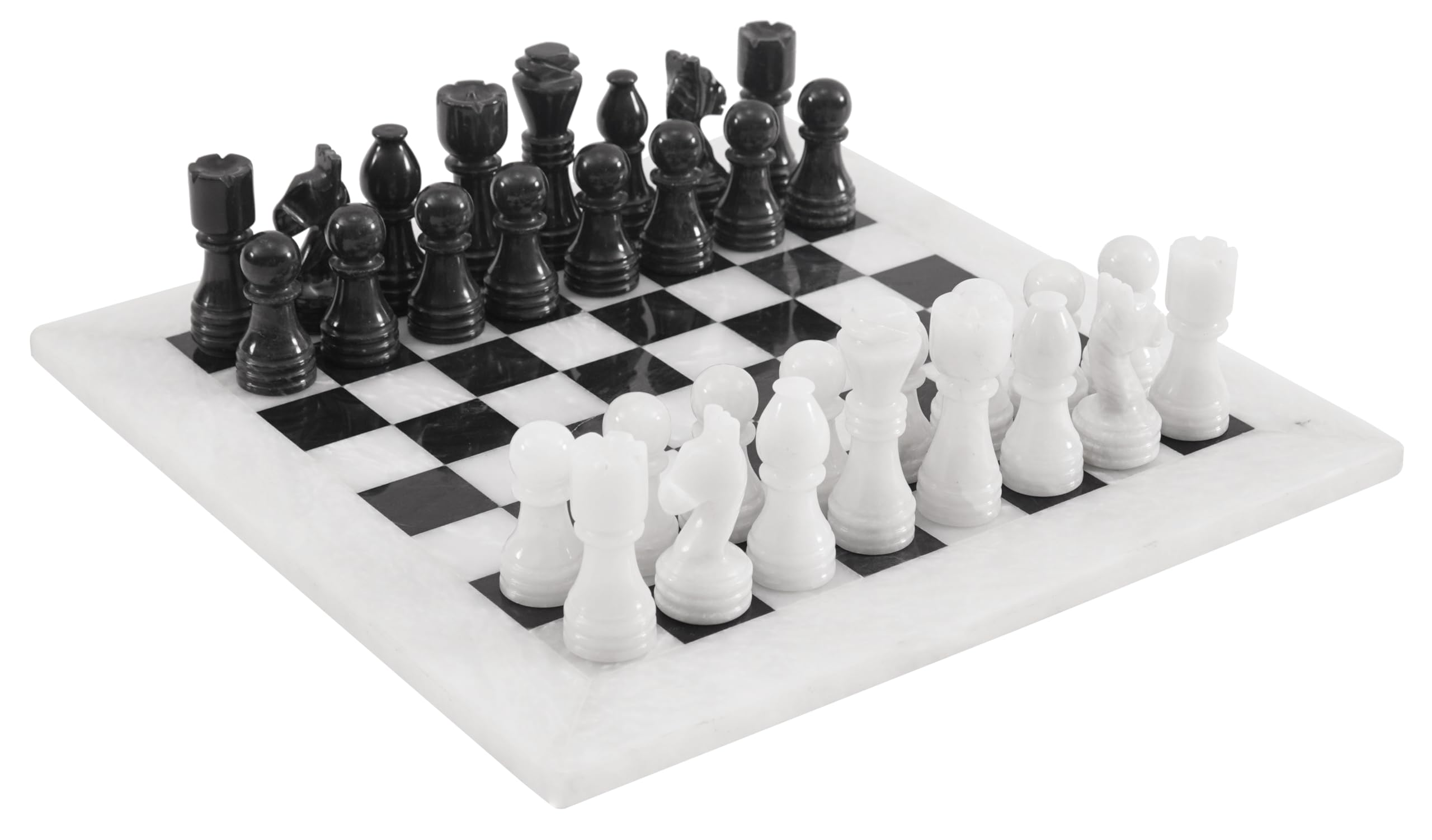 Handcrafted Marble Chess Set - Premium Black & White Chess Board Game for 2 Players | Classic Strategy Game for Home, Office & Gifts