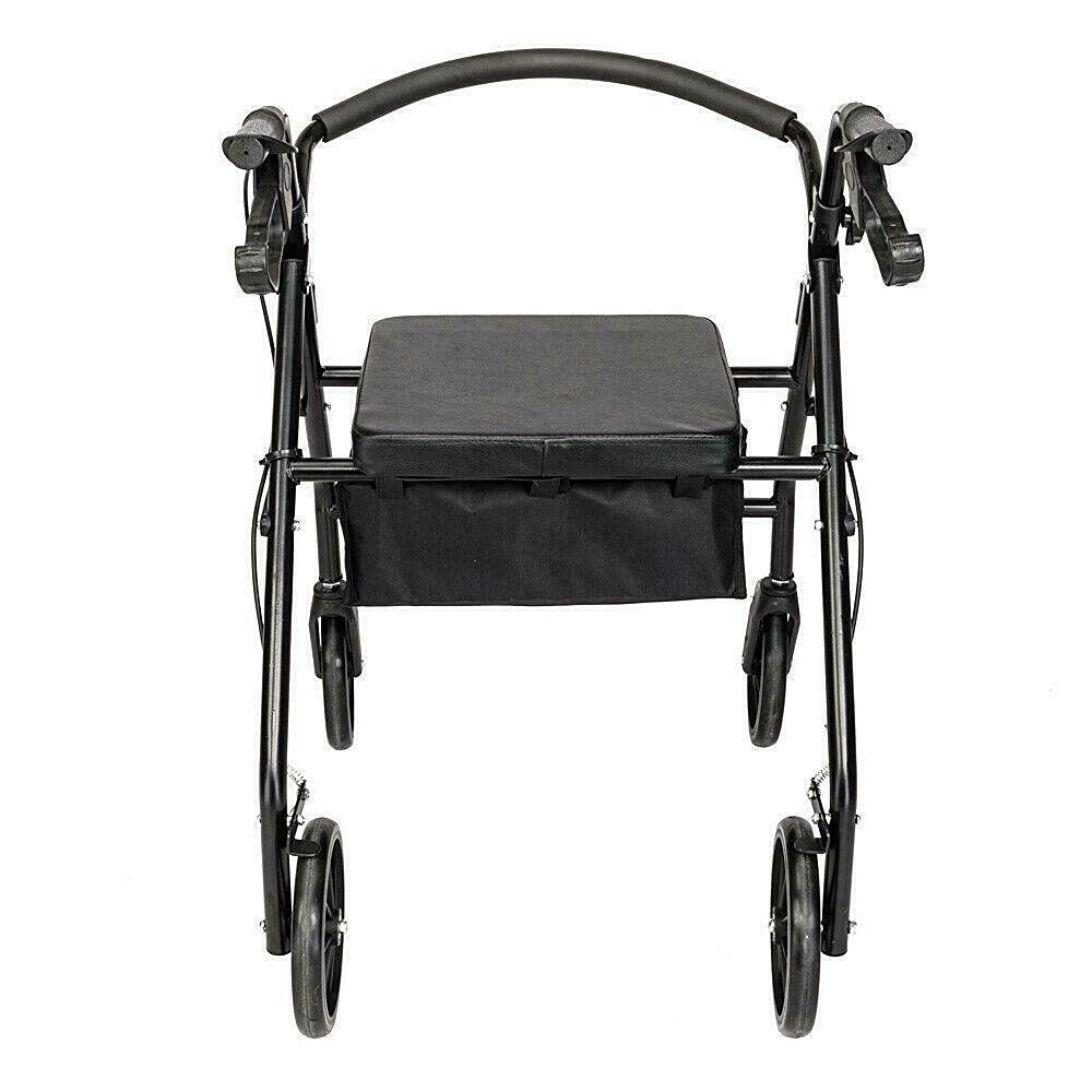 Heavy Duty Extra Wide Bariatric Rollator Walker with Padded Seat & Backrest - 500 lbs Weight Capacity, 12