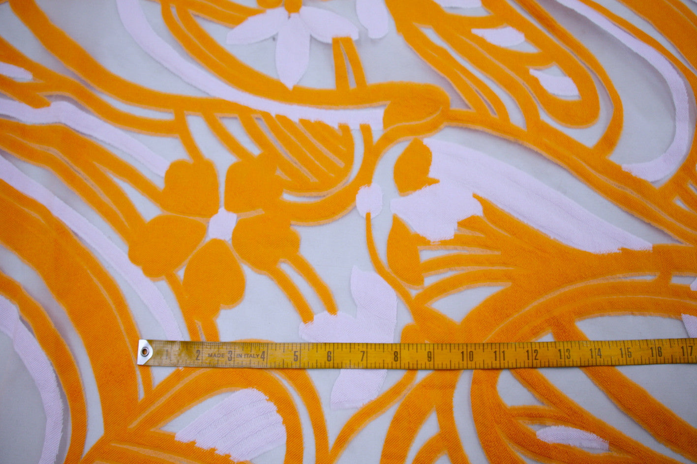 Burst Of Orange Jacquard Organza Fabric - Elegant & Durable Material for Wedding Decor, Table Runners, and DIY Craft Projects