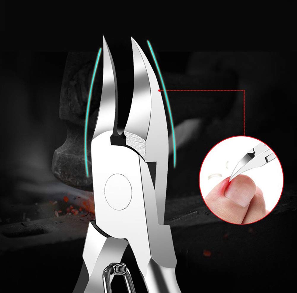 Professional Toenail Clippers for Thick & Ingrown Nails - Chiropodist-Grade Stainless Steel Nippers with Ergonomic Rubber Handle - Perfect for Seniors, Diabetics, and Fungal Nail Care at Home
