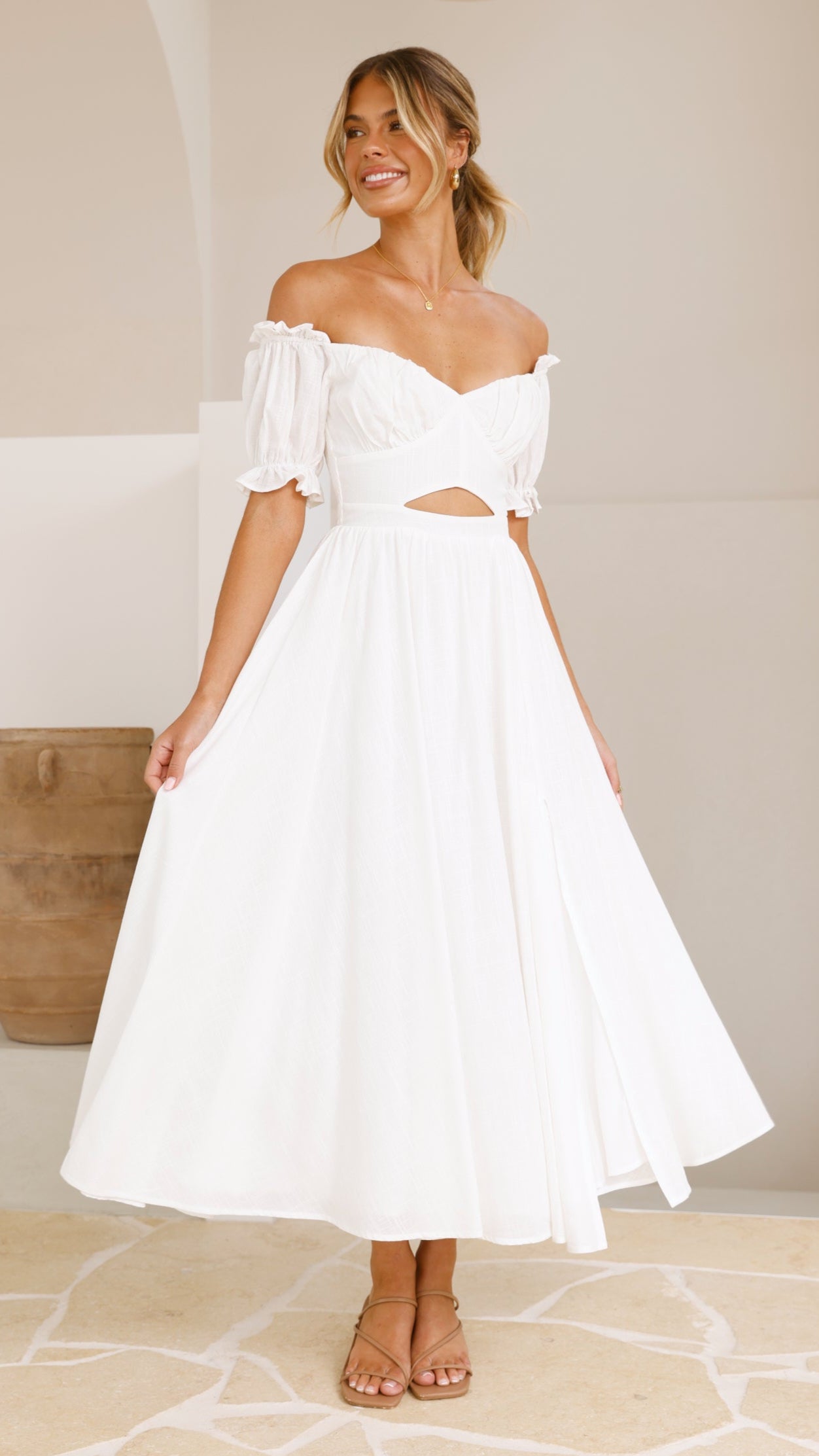 Hulu Maxi Dress for Women - Elegant White Long Summer Dress for Beach, Vacation & Casual Wear