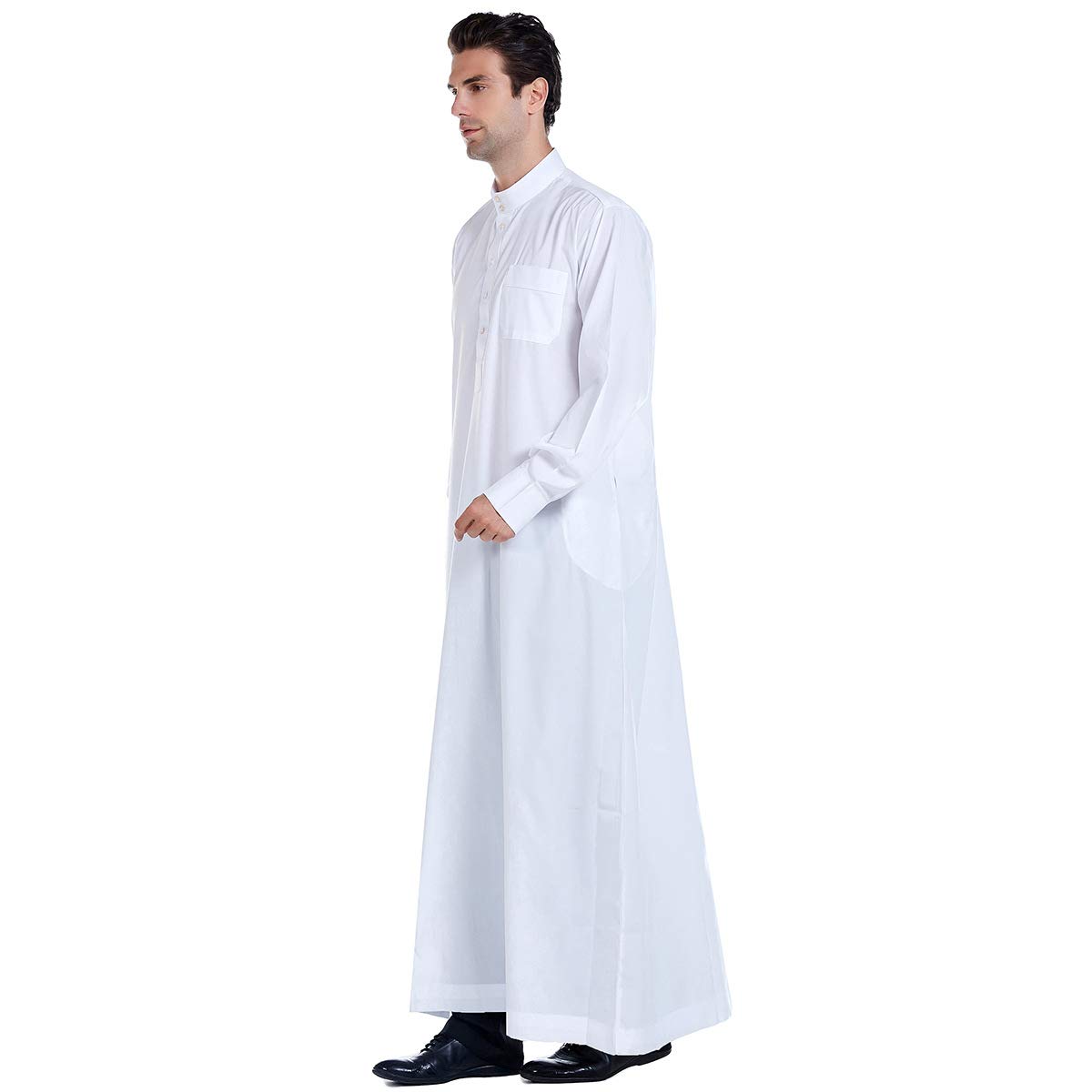Men's Muslim Kaftan Robe - Dubai Long Gown Ethnic Wear | 1pc Soft & Durable Islamic Clothing for Prayer, Home & Special Occasions