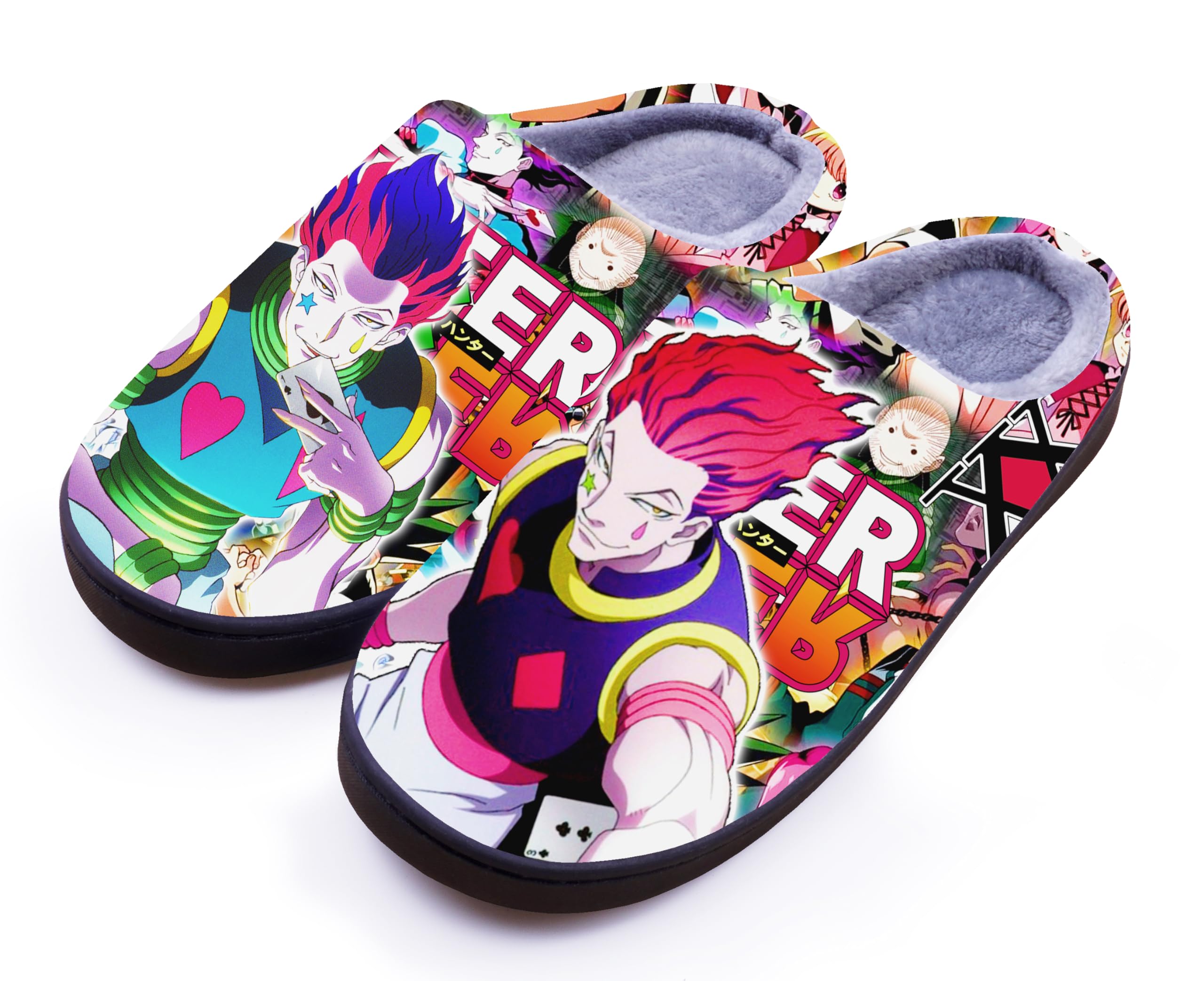 Hunter x Hunter Anime Fuzzy House Slippers for Women & Men - Warm Winter Indoor/Outdoor Anti-Slip Slip-On Shoes - Perfect for Cosplay, Gift Giving & Lounge Wear
